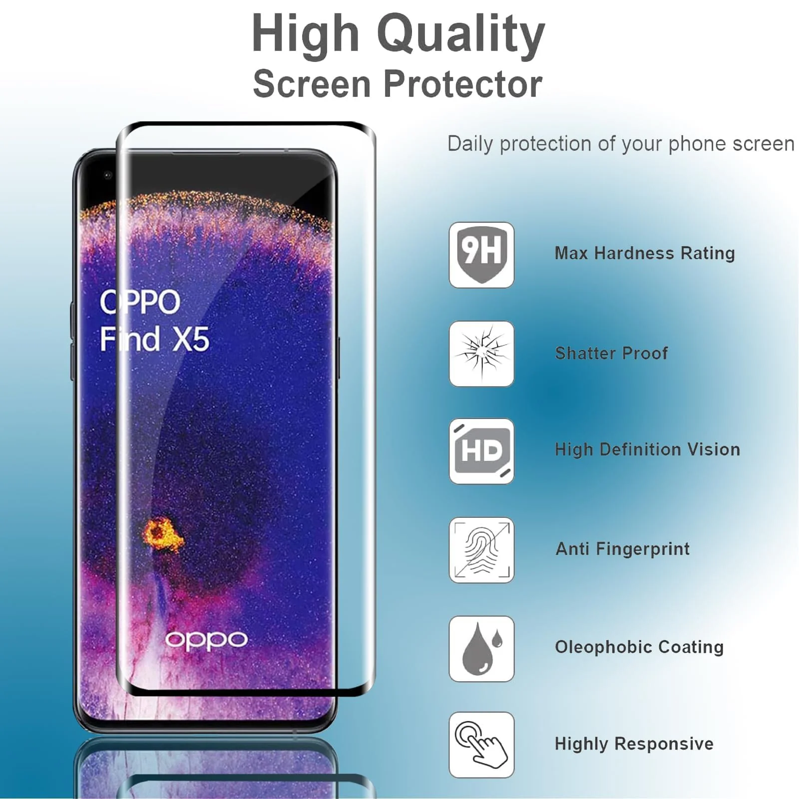 DL3 Mobilak Screen Protector for OPPO Find X5 5G, Tempered Glass Screen Saver Premium HD Protective, Scratch Resistant, NO-Bubble, 9H Hardness, Full Coverage Film For OPPO Find X5 5G - Clear