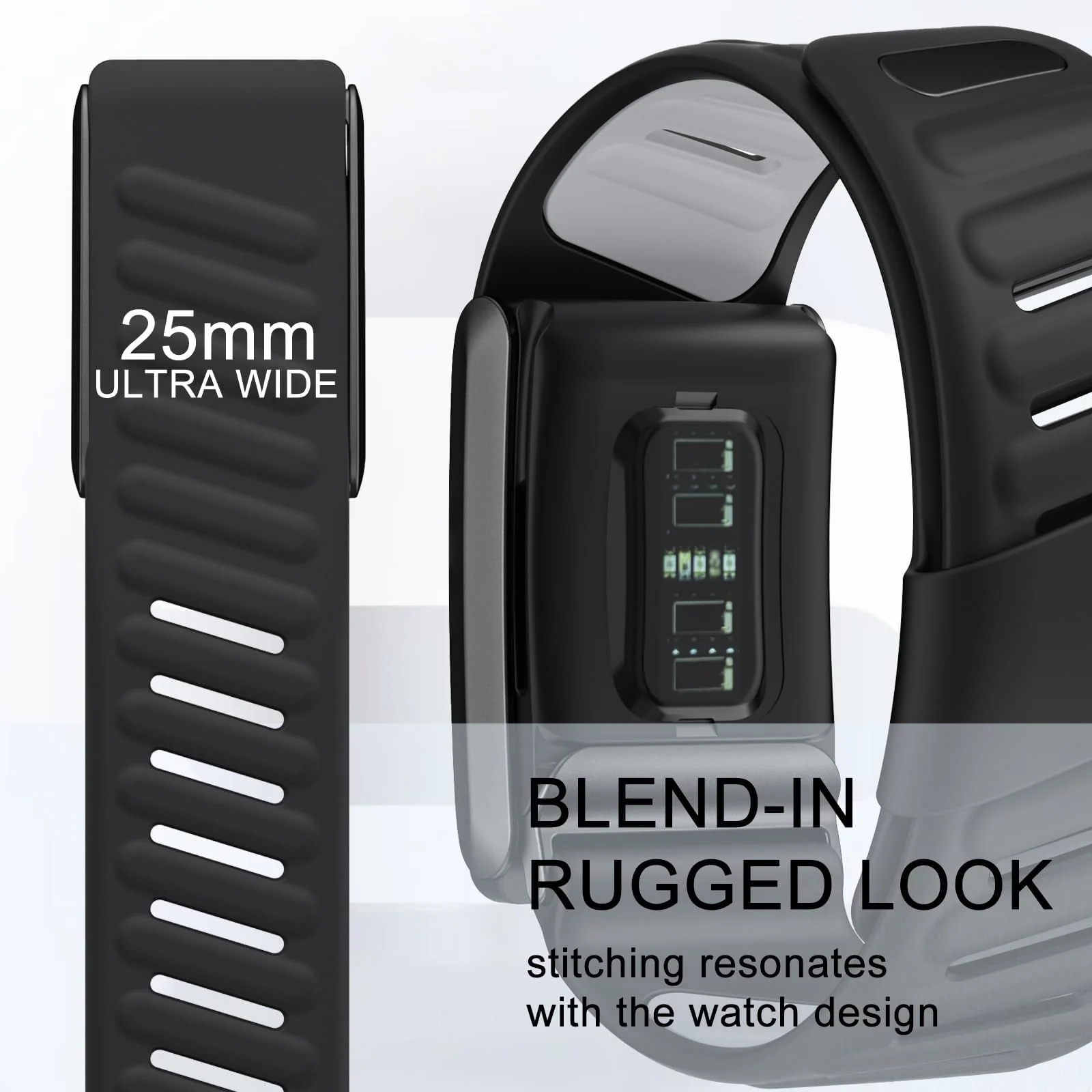 MOBIGON Breathable Silicone Sport Strap for WHOOP 4.0, Black / Gray