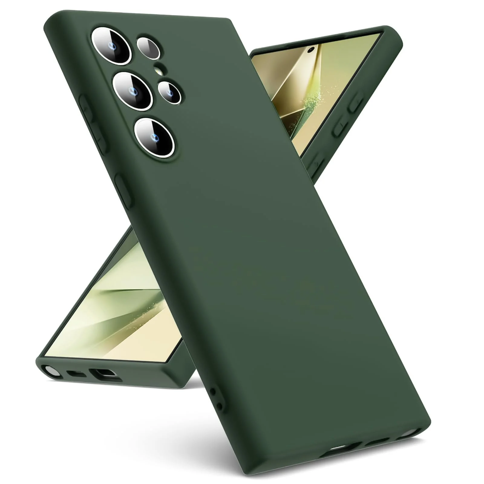 DL3 Mobilak Liquid Silicone Protective Case with Soft Microfiber Lining with Full Camera Protection for Samsung Galaxy S23 Ultra - Green