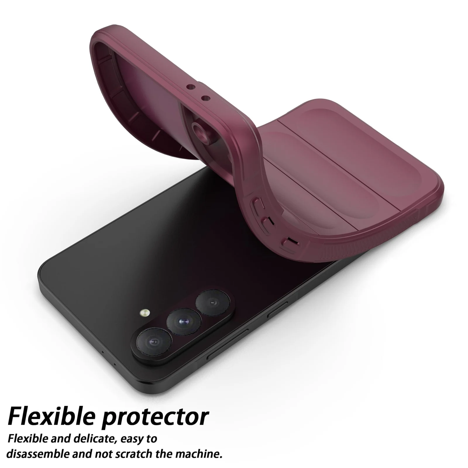 DL3 Mobilak Flexible Silicone and TPU Protective Case with Camera Protection for Samsung Galaxy A36 | Samsung Galaxy A56 - Wine Red