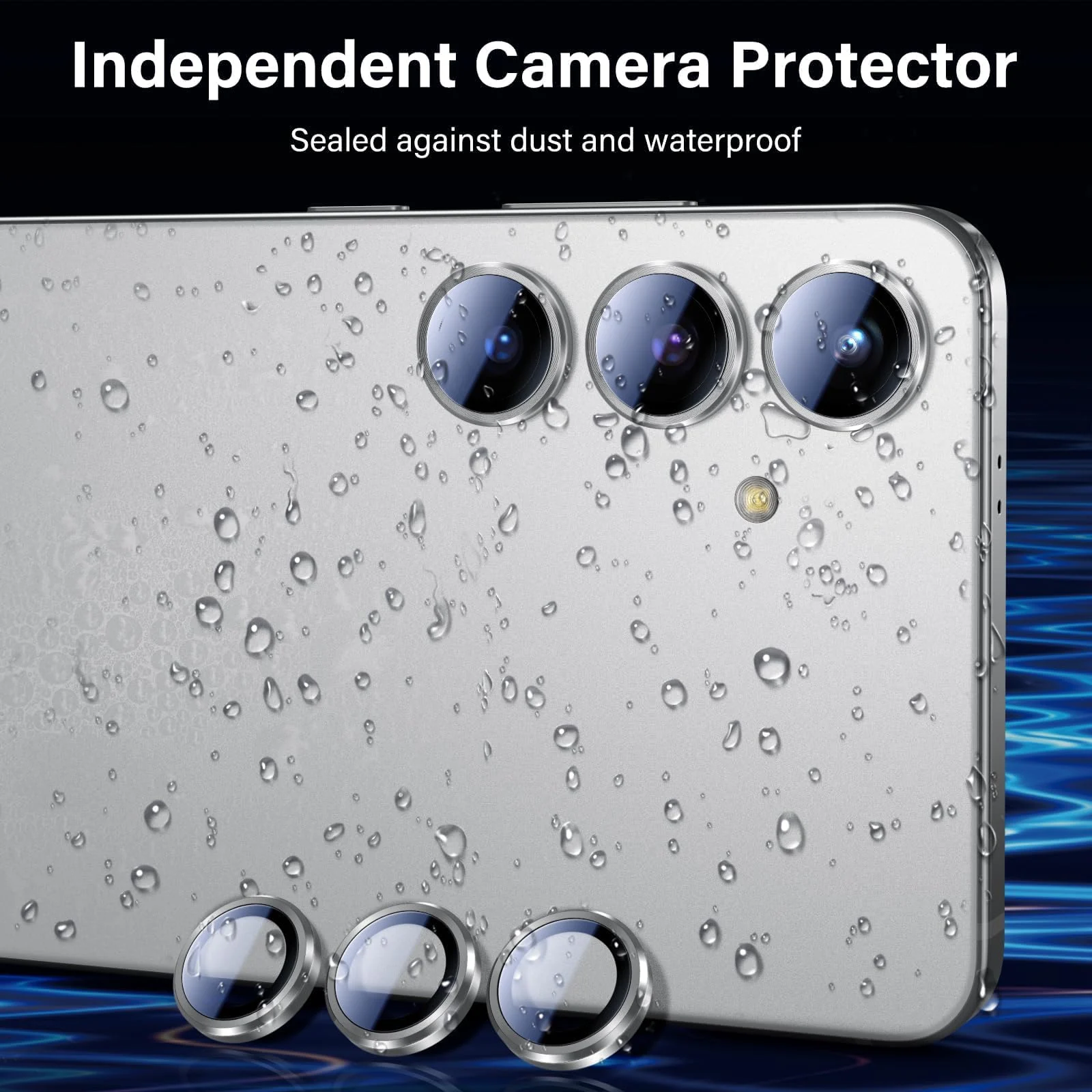DL3 Mobilak Camera Lens Protector for Samsung Galaxy S23 FE Accessories, 9H Tempered Glass Metal Individual Ring Camera Cover Screen Protector for Samsung S23 FE, Case Friendly, Anti Scratch - Silver