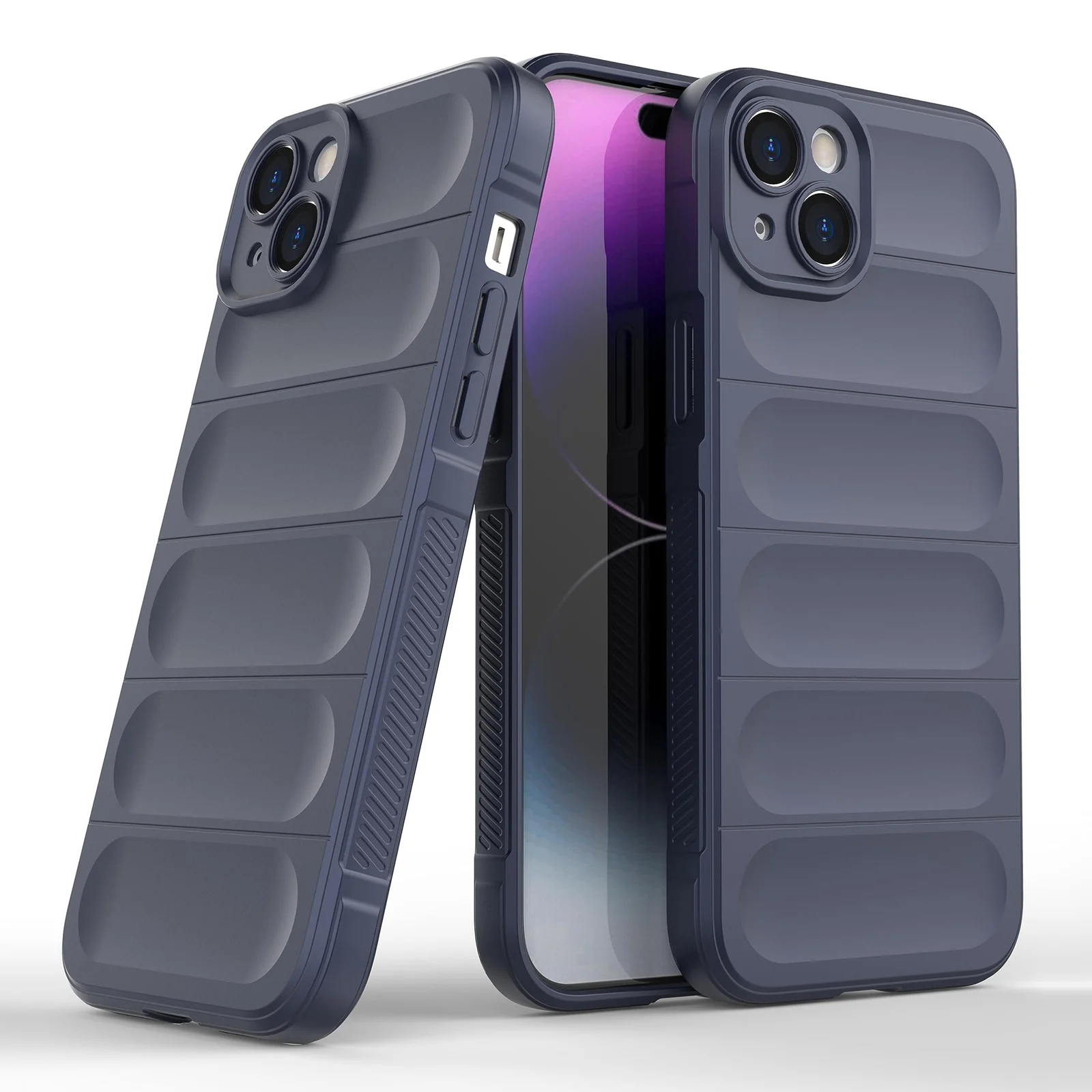 DL3 Mobilak Silicone Case for iPhone 15+ Plus 6.7-Inch Heavy Duty Protective [Slim Fit] Shockproof Soft Flexible Protective Design Shock-Absorption TPU Cover With Camera Protection - Blue