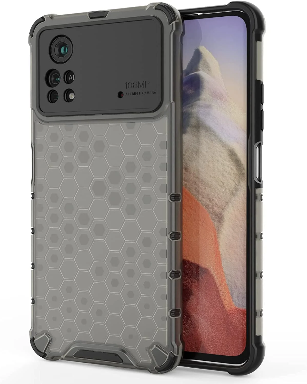 DL3 Mobilak Honeycomb Protective Case for Xiaomi Poco X4 Pro 5G, Shock-absorbing protection, Transparent design, Slim, lightweight profile - Black