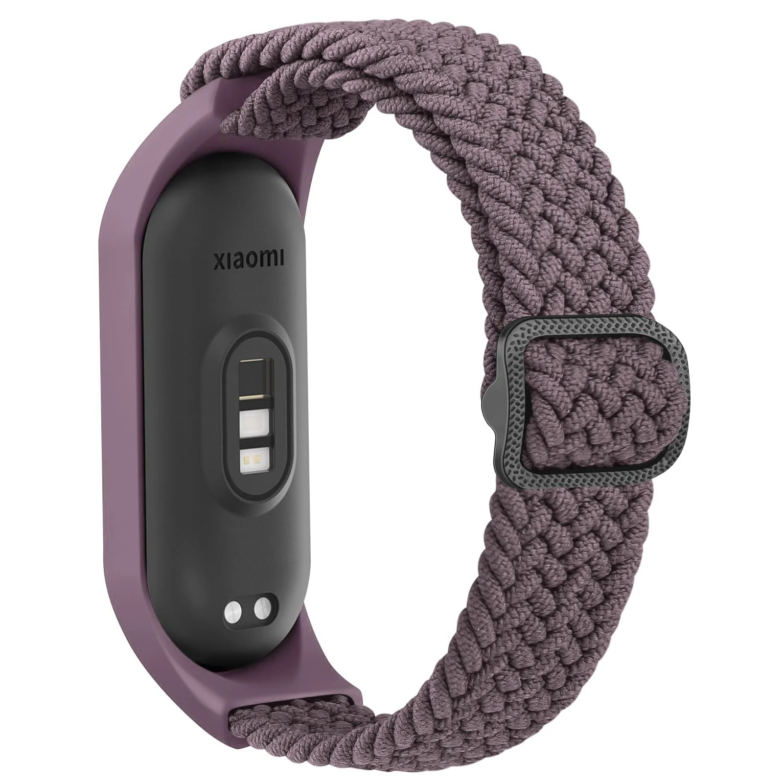 DL3 Mobilak Nylon Wristband Compatible for Xiaomi Mi Band 7/Mi Band 6/Mi Band 5/Mi Band 4/Mi Band 3, Adjustable Braided Elastic Solo Loop for Mi Band 7 6 5 4 3, Sport Strap Smart Watch Accessories - Smoke Violet