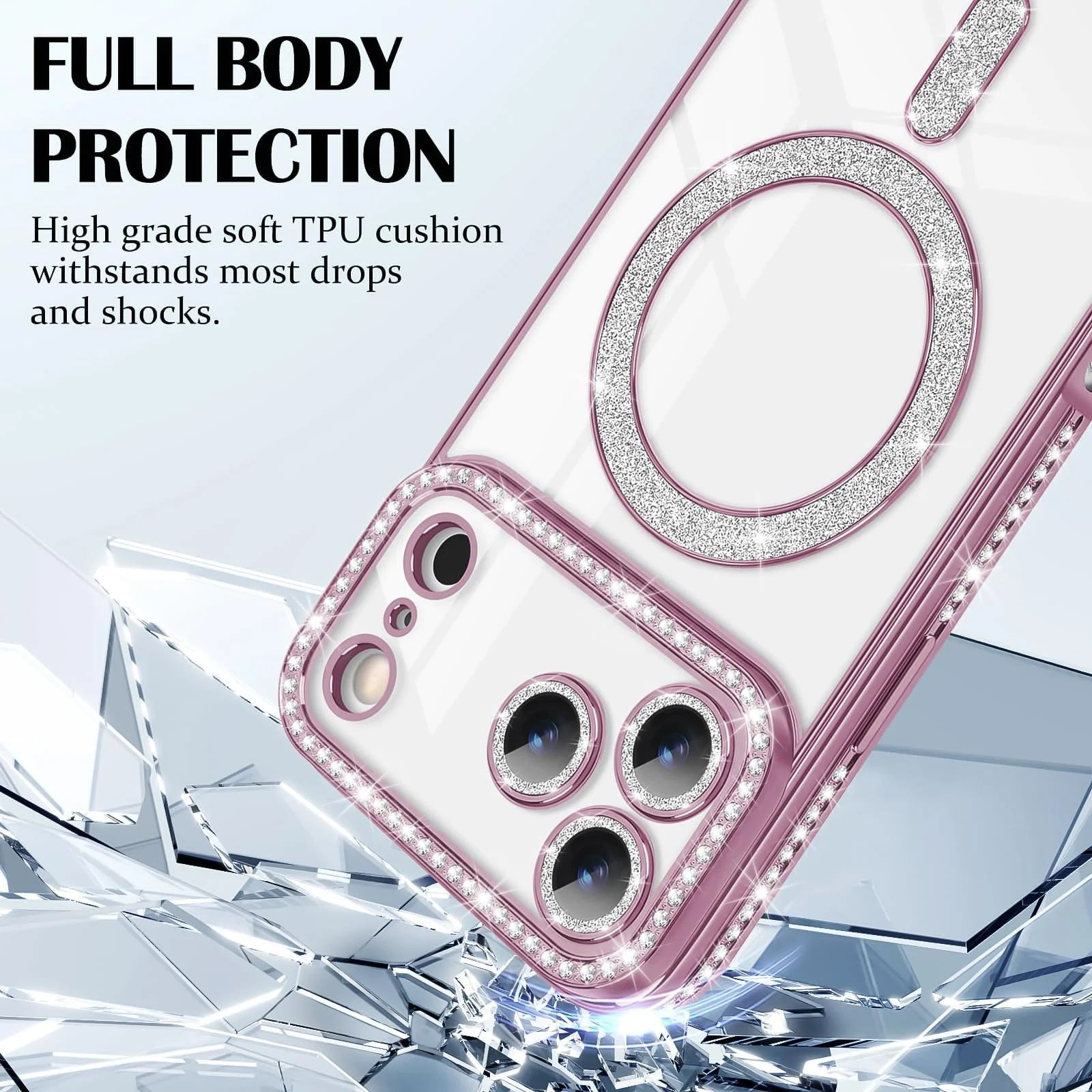 DL3 Mobilak MagSafe-Compatible Magnetic Case for iPhone 17 Pro with Camera Protection and Magnetic Car-Mount Support - Pink