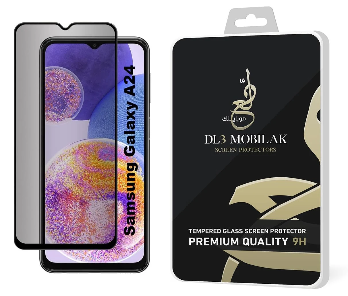 DL3 Mobilak Privacy Full Glass Screen Protector For Samsung Galaxy A24 4G - Black