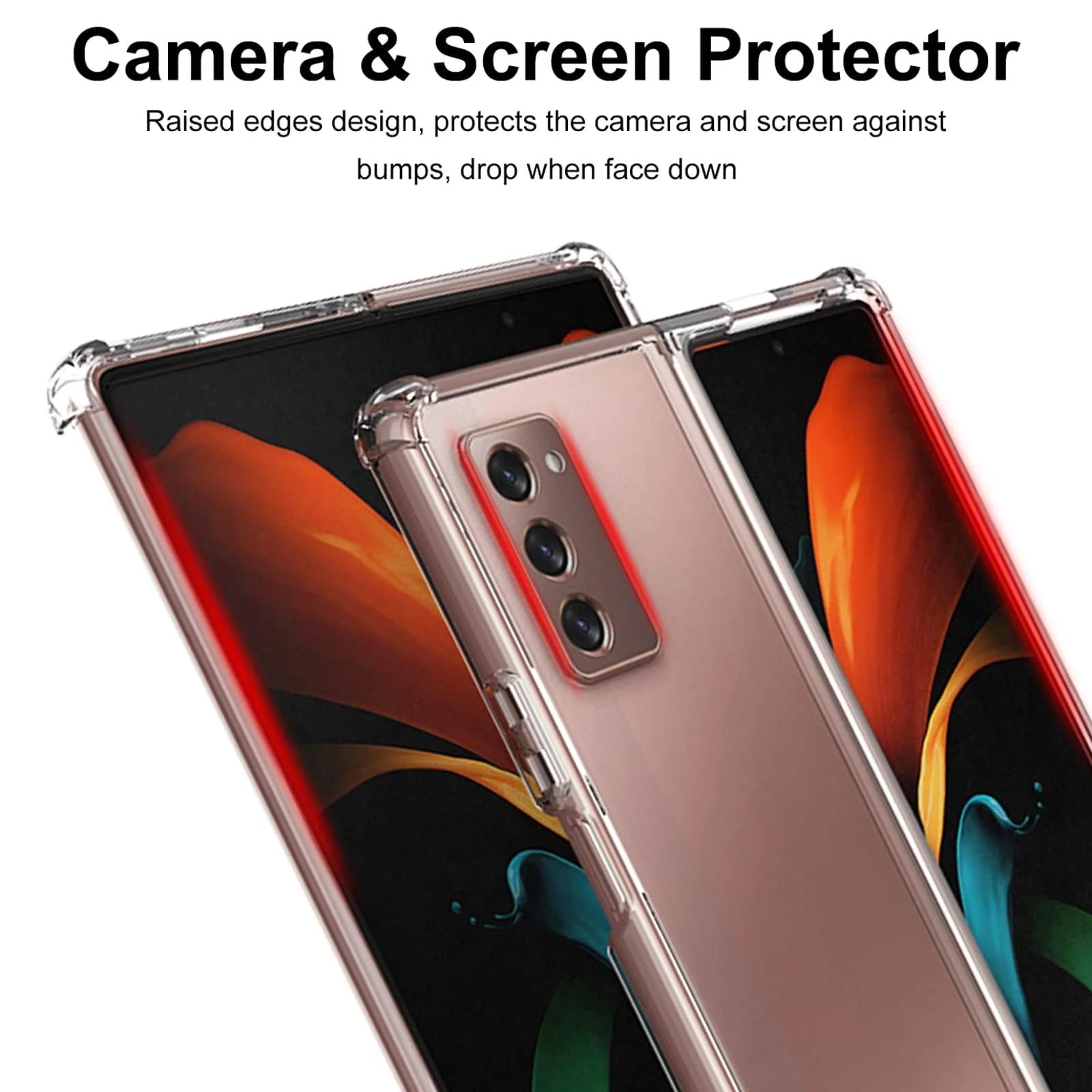 DL3 Mobilak Protective Case for Samsung Galaxy Z Fold 2, [Shock-Absorbent] Flexible TPU Mobile Phone Case Shockproof Scratch-Resistant for Samsung Galaxy Z Fold 2 2020 - Transparent