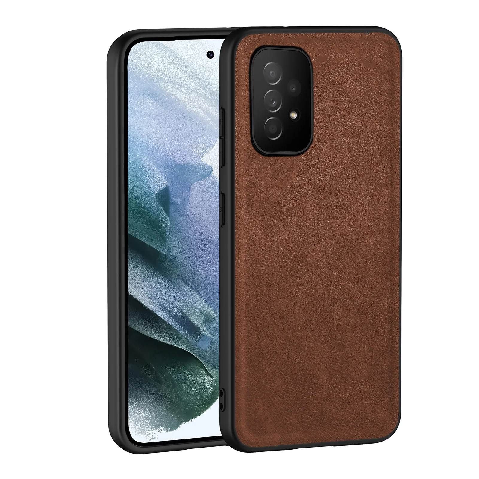 Dl3 Mobilak Case for Samsung Galaxy A32 Leather Case,Anti-Drop, Anti-Shock, Non-Slip Texture,Simple Cell Phong Cover (Brown)