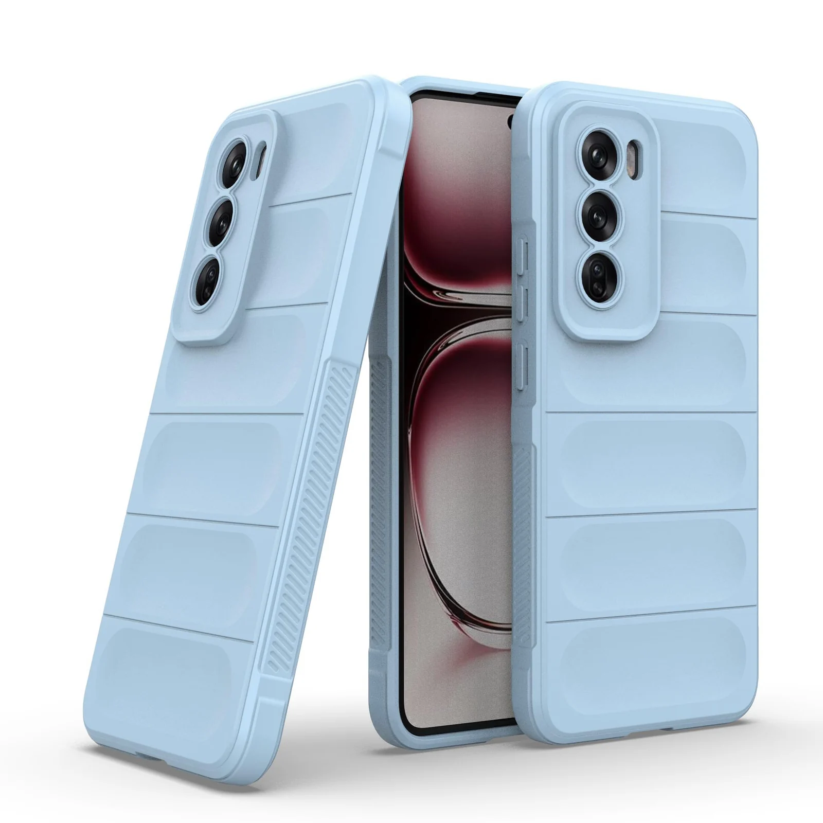 DL3 Mobilak Soft Silicone Protective Case for OPPO Reno 12 5G with Camera Protection and Shockproof Design - Baby Blue
