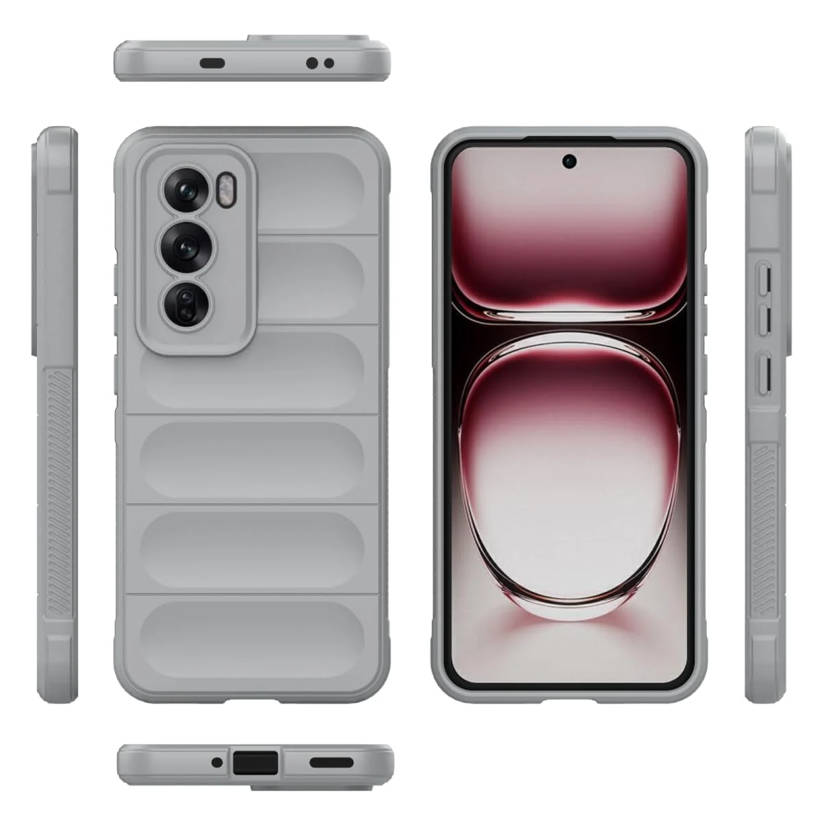 DL3 Mobilak Silicone Case for OPPO Reno 12 Pro 5G Heavy Duty Protective [Slim Fit] Shockproof Soft Flexible Protective Design Shock-Absorption TPU Cover With Camera Protection - Gray