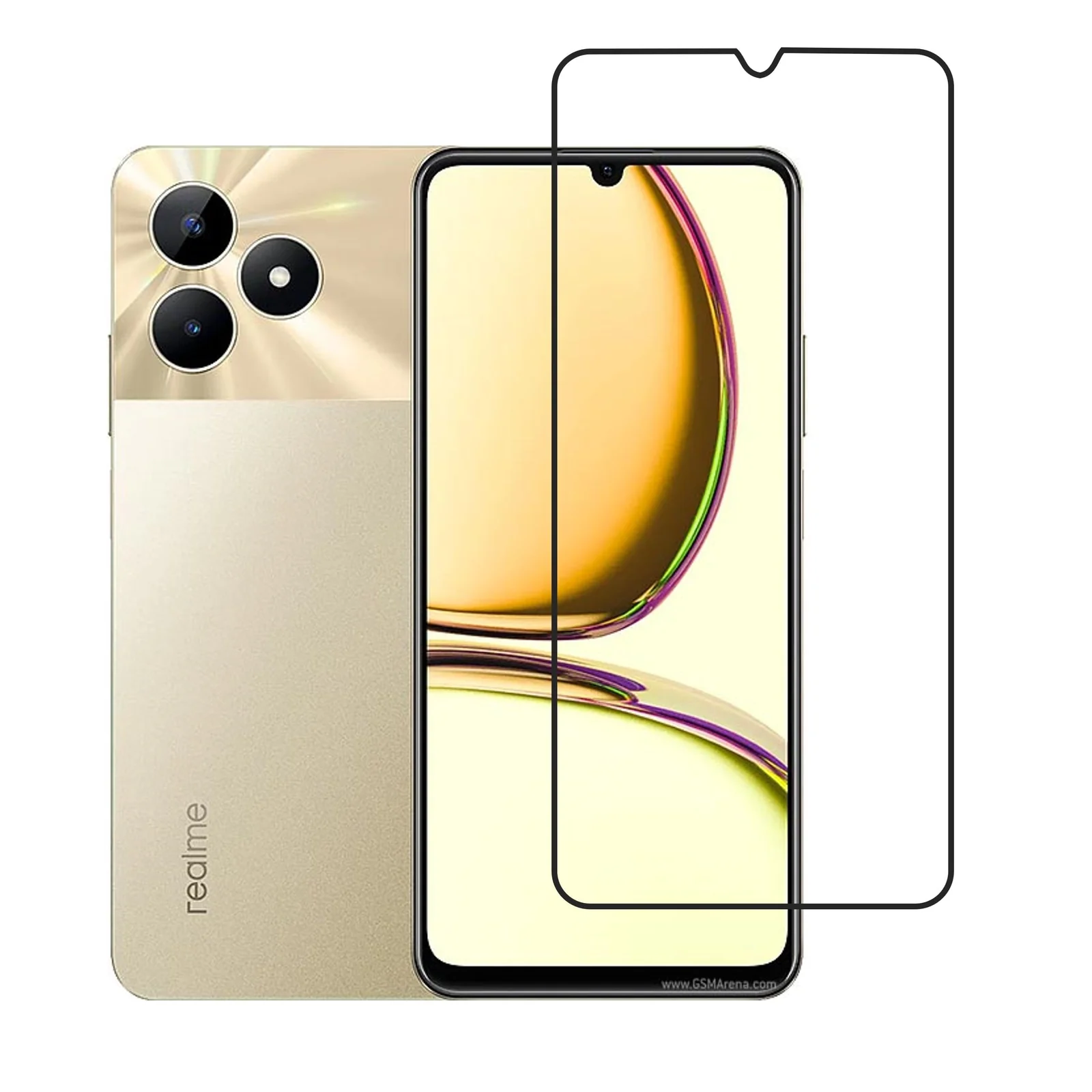 DL3 Mobilak 5D Full Glass Screen Protector For realme C53 / realme C51 Black Frame - Clear