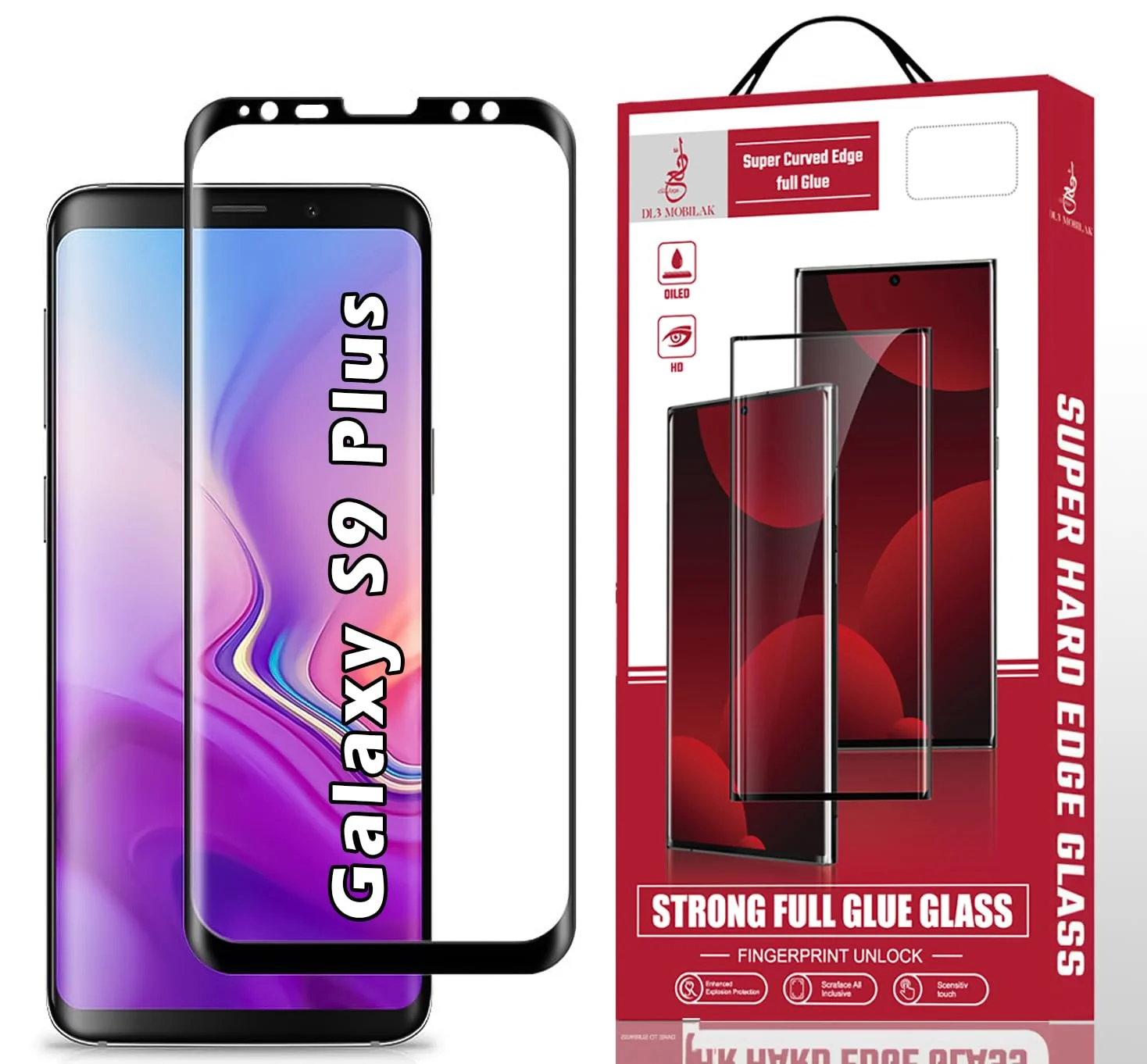 DL3 Mobilak Screen Protector for Samsung Galaxy S9 Plus, Tempered Glass Screen Saver Premium HD Protective, Scratch Resistant, NO-Bubble, 9H Hardness, Full Coverage Film - Clear