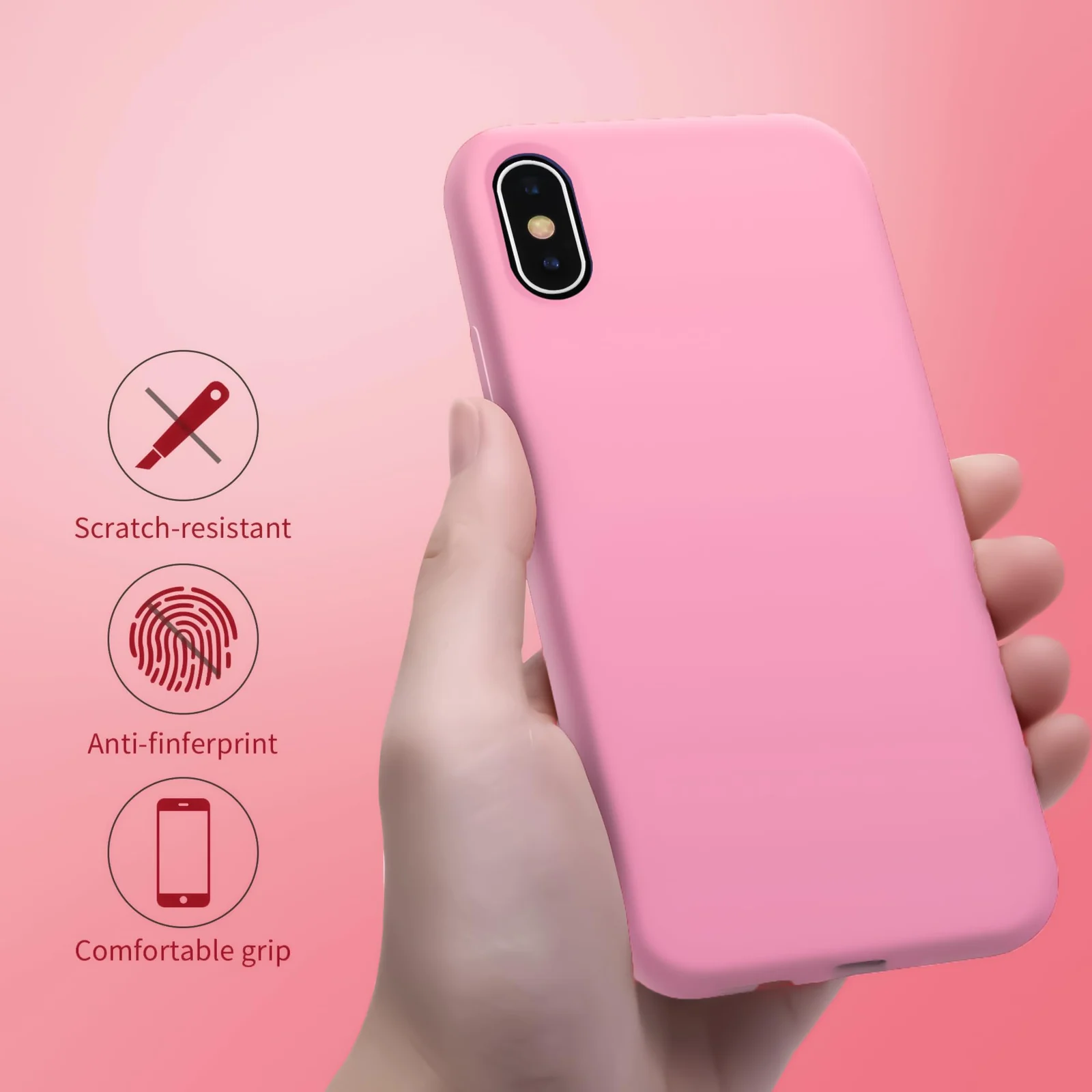 DL3 Mobilak Liquid Silicone Case for iPhone XS Max, Shock-absorbing protection, Scratch-resistant surface, Soft microfiber lining - B.pink