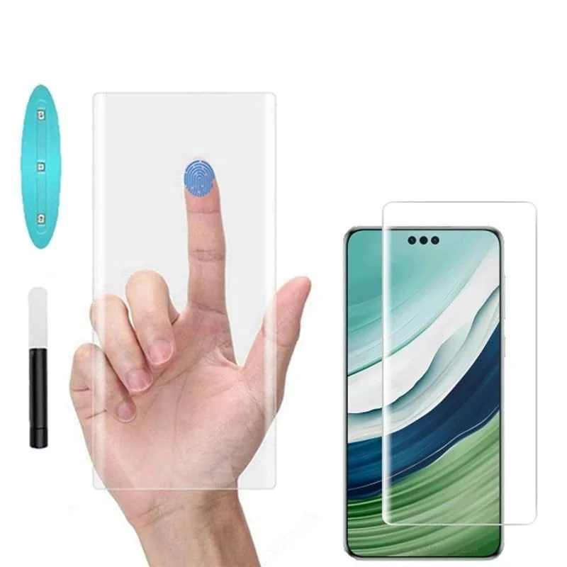 DL3 Mobilak Full Glass Screen Protector For Huawei Mate 60 Pro UV Tempered Glass Full Glue Cover Screen Protector For Huawei Mate 60 Pro Fingerprint Unlock Screen Glass Film - Clear