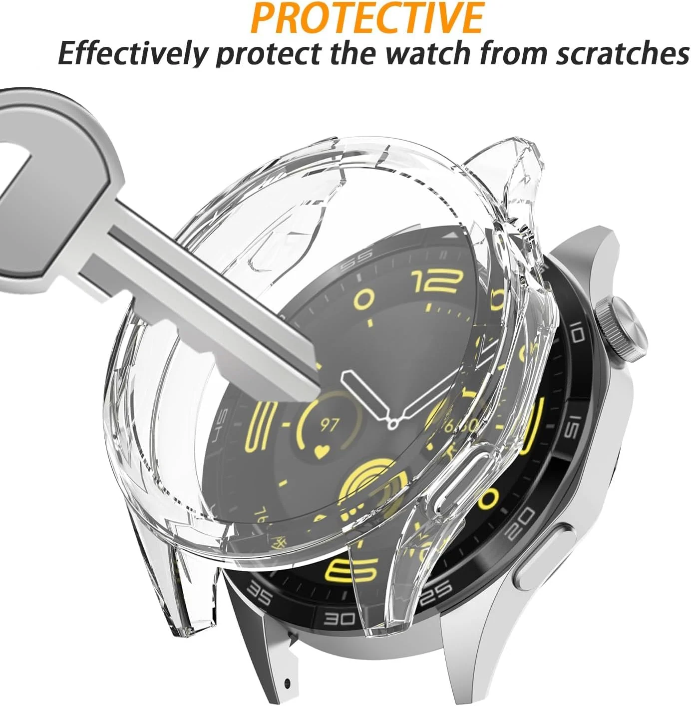 DL3 Mobilak Case Compatible with Huawei Watch GT4 46MM Case All-Around Screen Protector Watch Soft TPU Shockproof Cover Slim Guard Thin Bumper Shell Protector - Clear