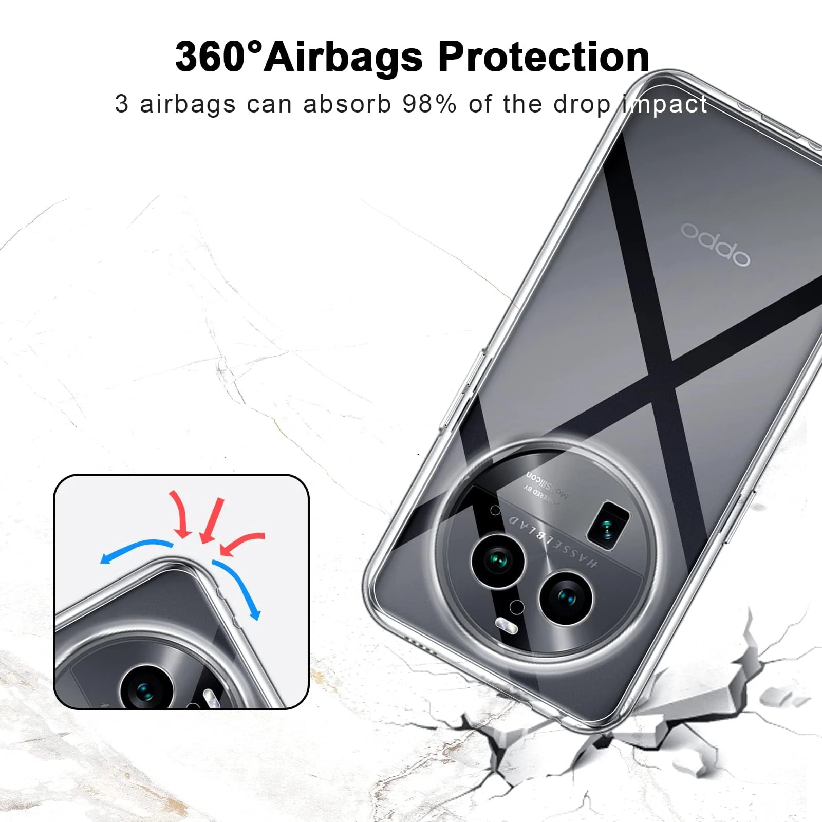 DL3 Mobilak Case Compatible with OPPO Find X6 Pro 5G Case Crystal Soft TPU Gel Case Flexible Silicone Anti-Scratch Camera Protection TPU Cover - Clear
