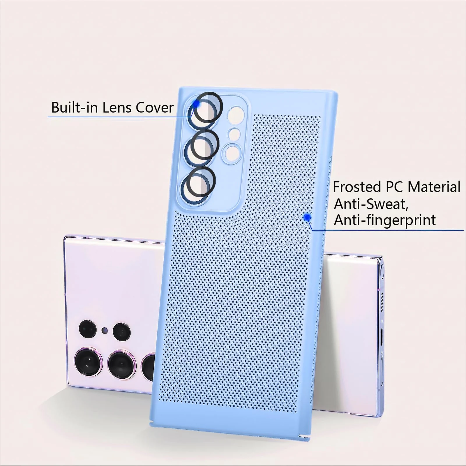 DL3 Mobilak PC Protective Case for Samsung Galaxy A15 5G / 4G, Supports wireless charging, Camera protection, Shock-absorbing protection - Baby Blue