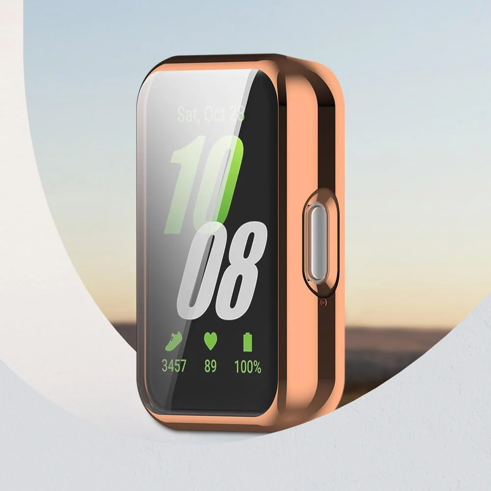 DL3 Mobilak Case Compatible with Samsung Galaxy Fit 3 Case All-Around with Built-in Screen Protector Watch Soft TPU Shockproof Cover Slim Guard Thin Bumper Shell Protector - Rose Gold