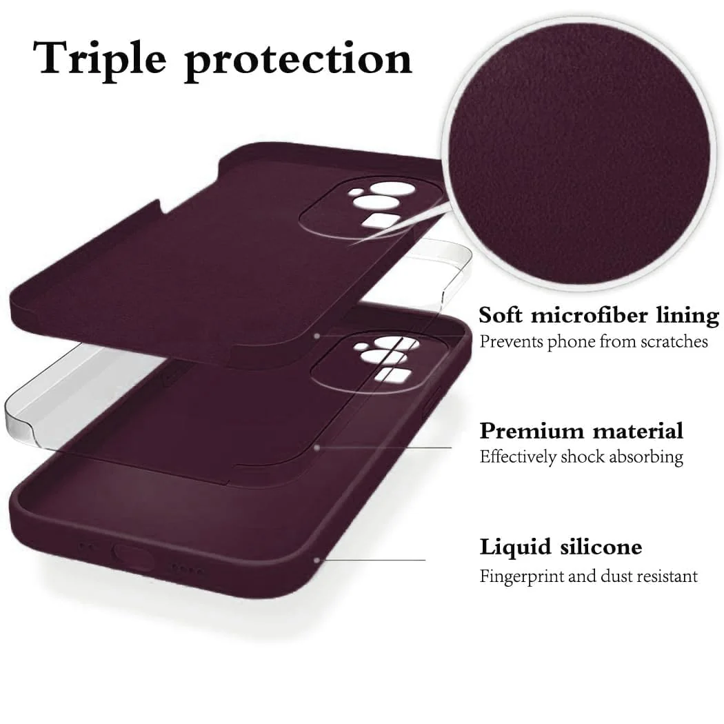 DL3 Mobilak Liquid Silicone Protective Case with Soft Microfiber Lining with Full Camera Protection for OPPO Reno 10 Pro+ Plus 5G - Wine Red