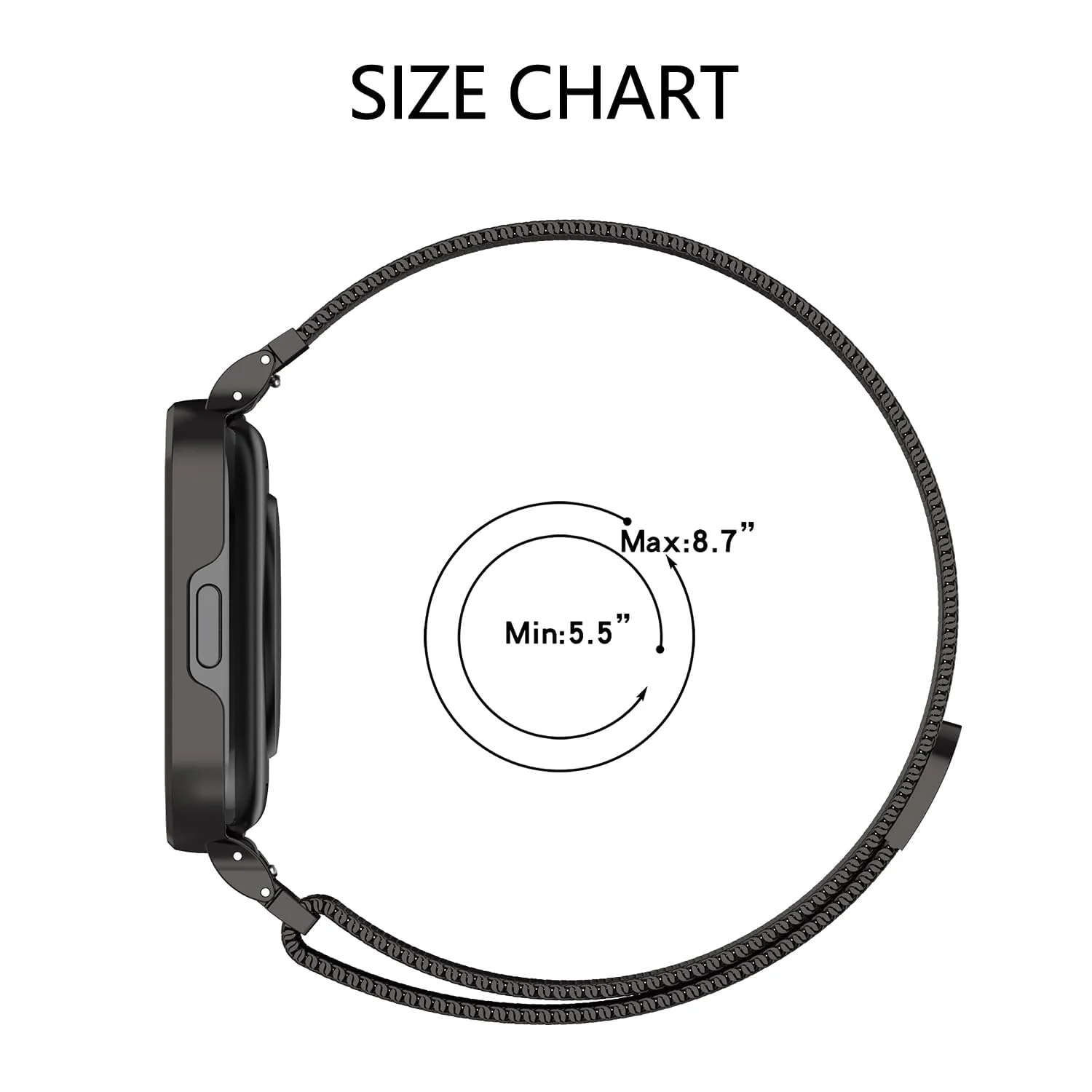 DL3 Mobilak Stainless Steel Milanese Mesh Watch Band Compatible with Xiaomi Redmi Watch 3, One Size - Black