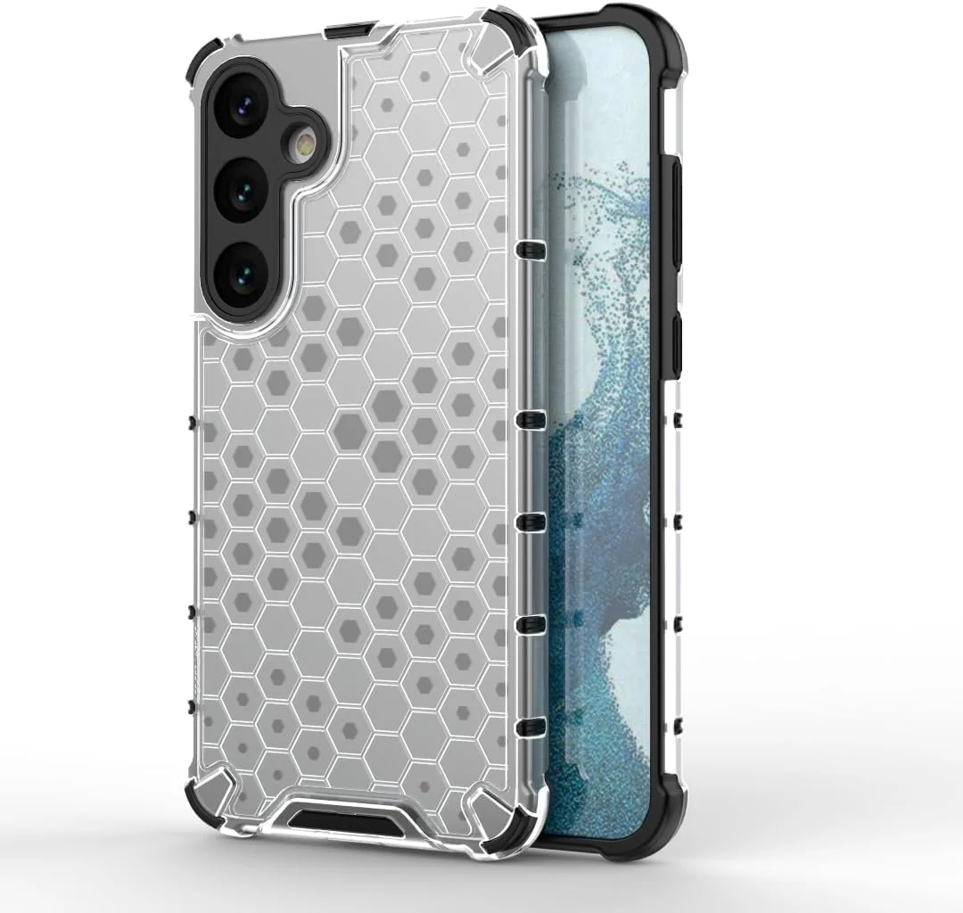 DL3 Mobilak Case For Samsung Galaxy A35 5G, [Honeycomb Design] Drop Protection, Ultra Thin TPU + PC Transparent Silicone Protective Case, Shockproof Cover - Clear