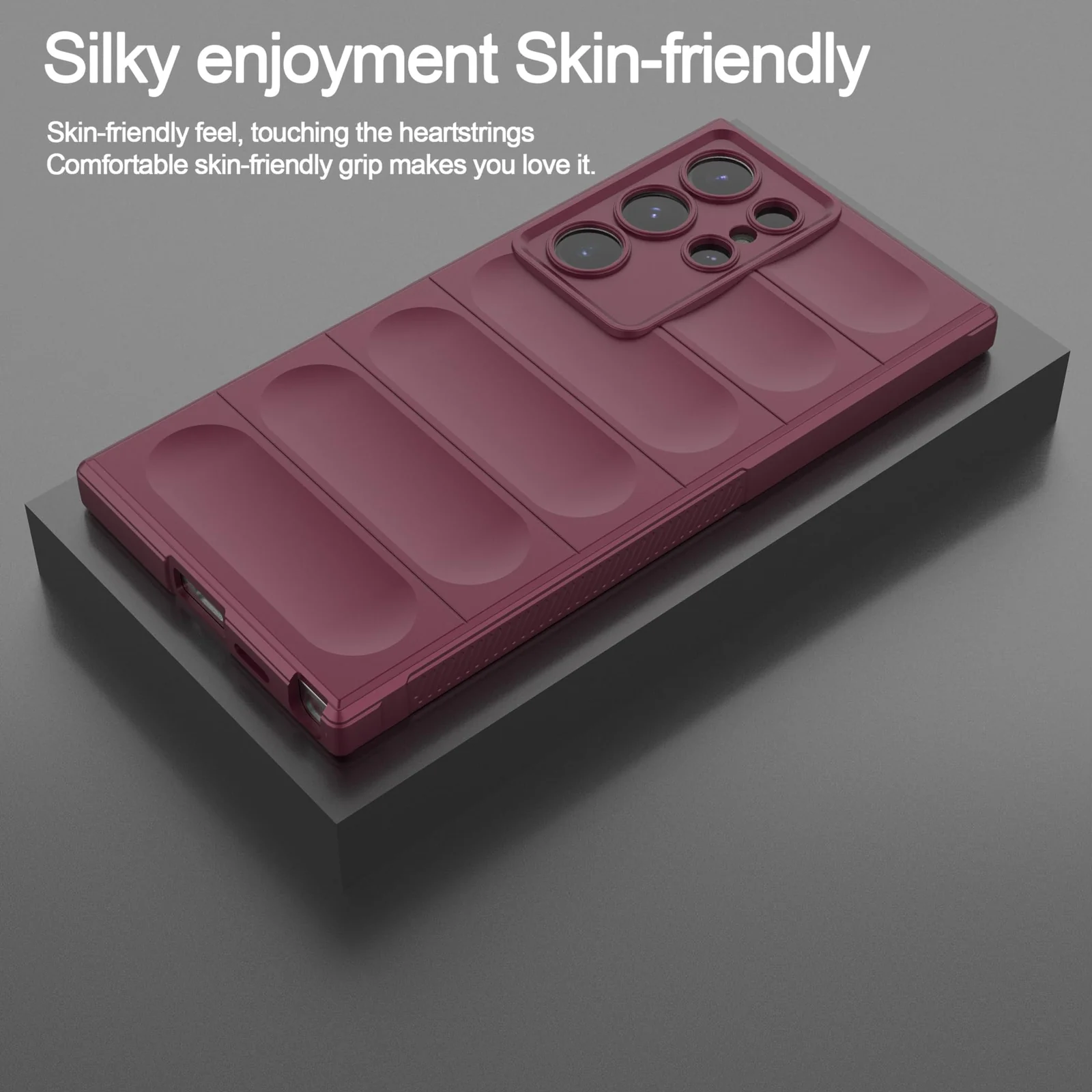 DL3 Mobilak Soft Silicone Protective Case for Samsung Galaxy S23 Ultra with Camera Protection and Shockproof Design - Wine Red