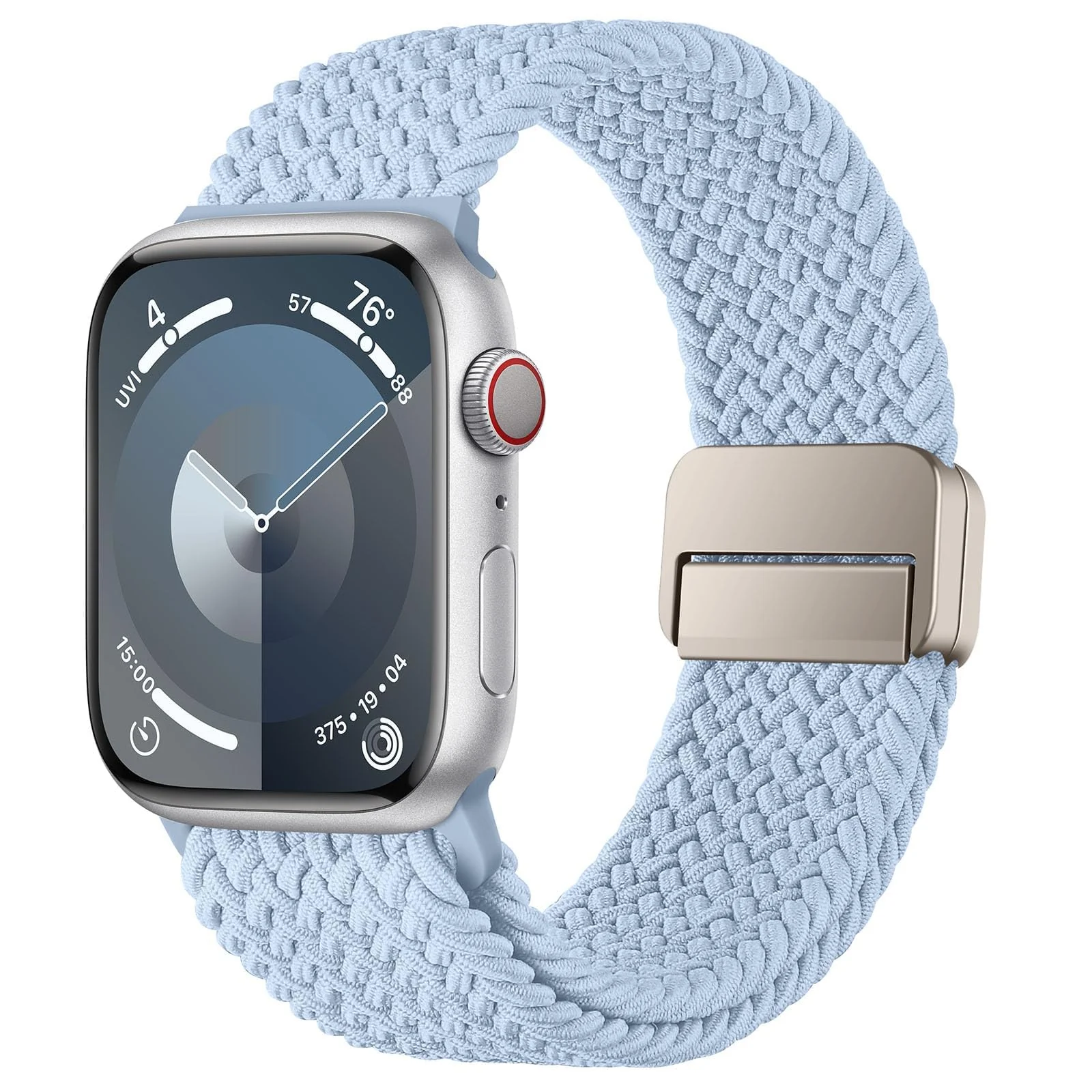 DL3 Mobilak Sport Solo Loop Compatible with Apple Watch Band 42mm 44mm 45mm 46mm 49mm for Women Men, Magnetic Strap Stretchy Braided Wristband for iWatch Series 11 10 9 8 7 6 5 4 3 Ultra 3 2 1 SE SE2 - Light Blue