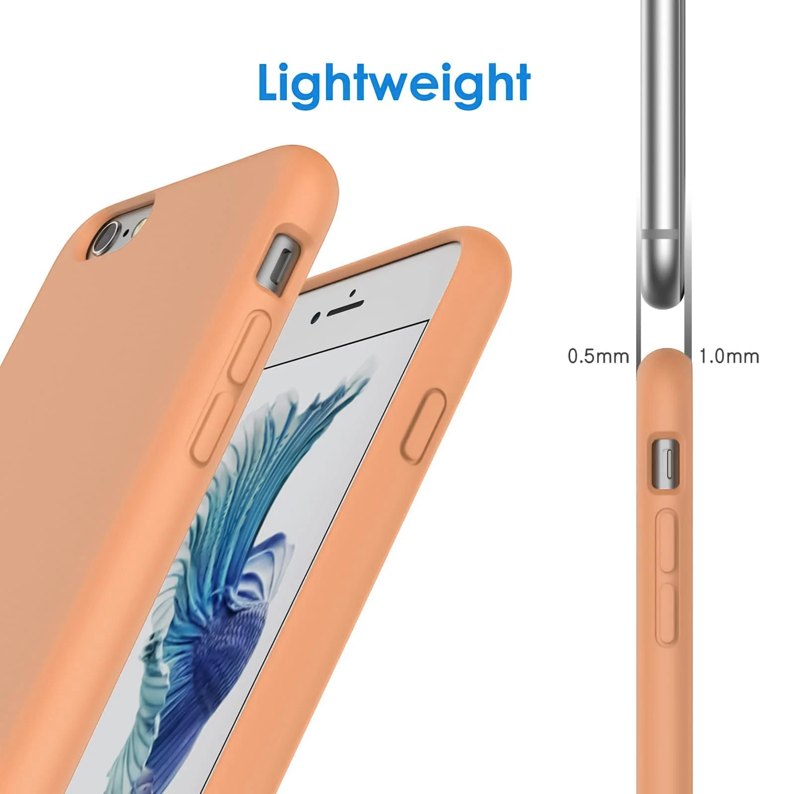 DL3 Mobilak Liquid Silicone Case for iPhone 6 / 6S, Shock-absorbing protection, Scratch-resistant surface, Soft microfiber lining - Orange
