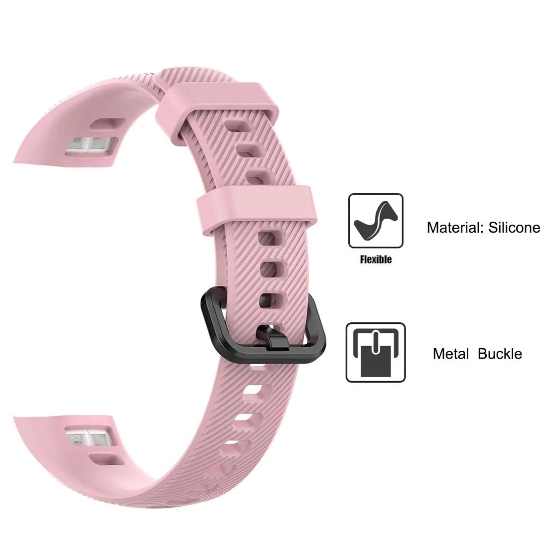 DL3 Mobilak Compatible for Honor Band 5/Honor Band 4 Strap, Soft Silicone Sport Wristband Adjustable Accessory Bracelet Replacement Band for Honor Band 5/Band 4 - Pink