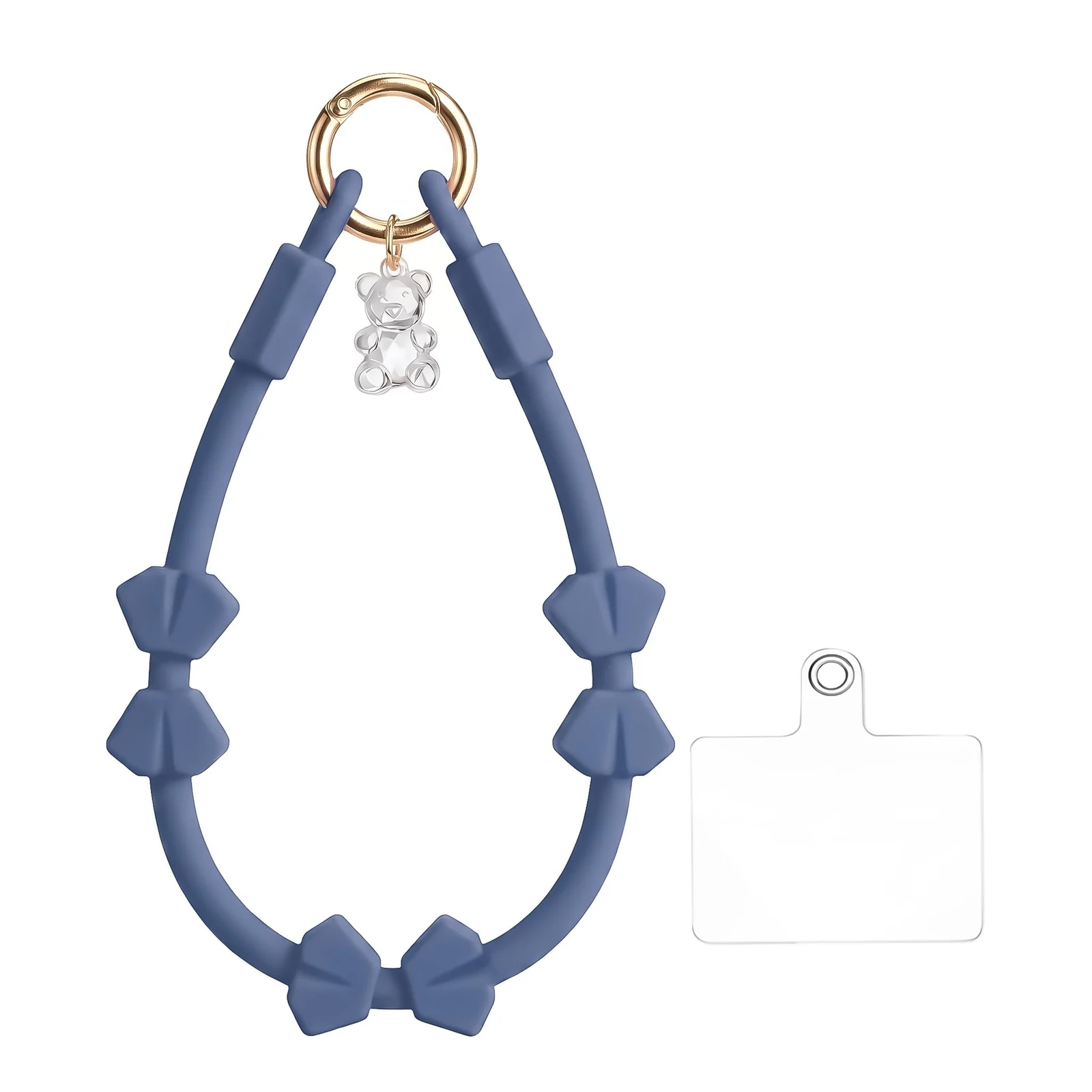 DL3 Mobilak Silicone Crystal Lanyard, 30cm Phone Wrist Strap Lanyard Keychain Office Wrist Strap with Clasp and Bear for Women Phone ID Card, Keys Strap - Lavender Blue