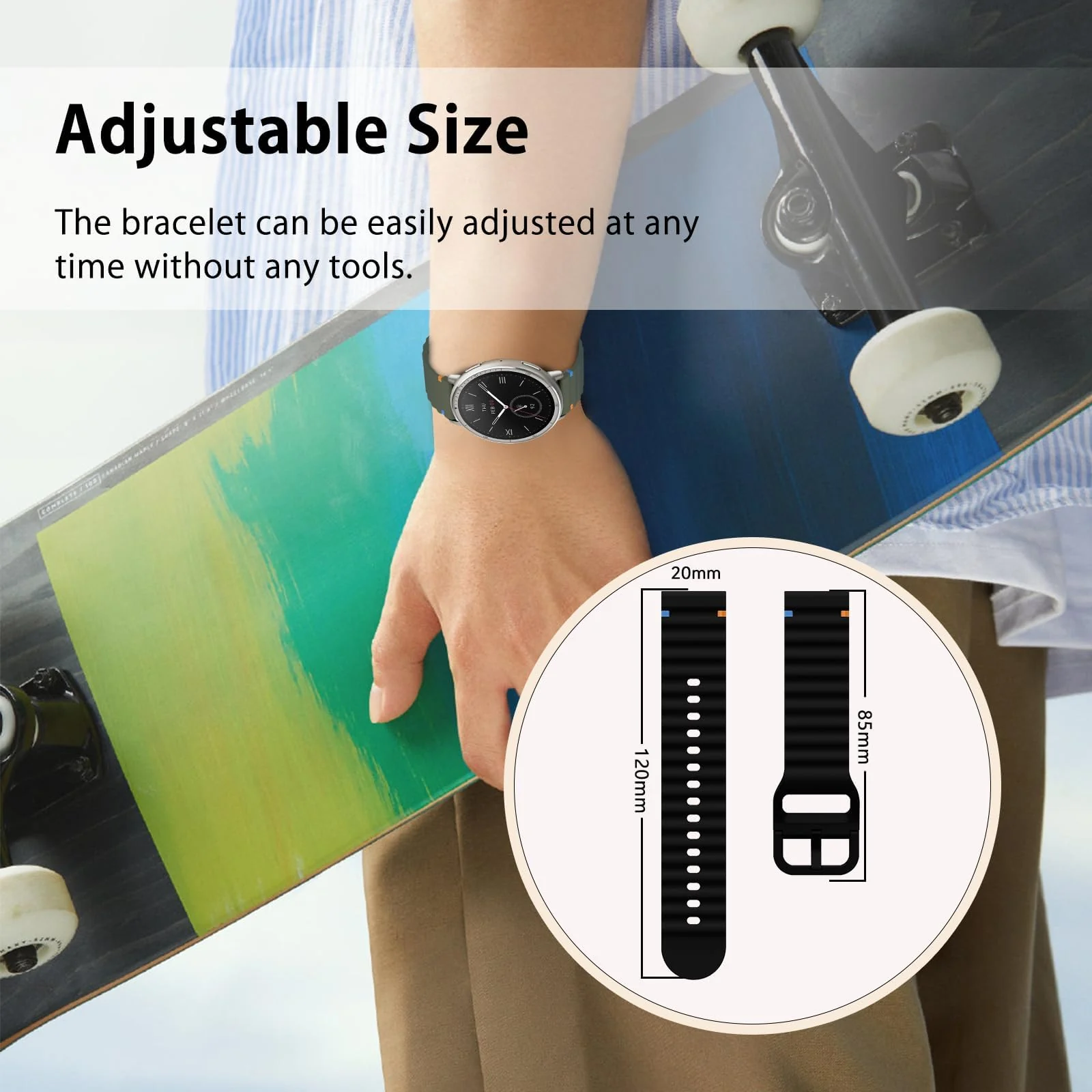 DL3 Mobilak 18m Strap for Huawei Watch GT 6 41mm/GT 5 Pro 42 mm/GT5 41mm/GT4 41 mm/Huawei Watch 5 42mm, 18 mm Silicone Sport Armband Replacement Bracelet for Venu 2S/3S/Vivomove 3S/4S - Army Green