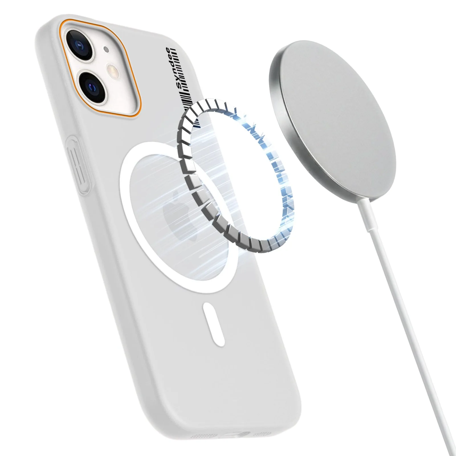 DL3 Mobilak Translucent Matte Case for iPhone 11, Compatible with MagSafe accessories, Shock-absorbing protection, Integrated ring holder - Clear