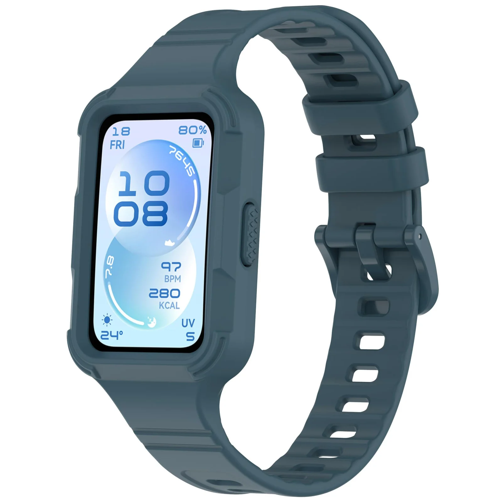 Mobigon Compatible for Huawei Band 11 Strap Silicone with Bumper Case, Soft Rugged TPU Silicone Armor Shell Watch Case Protective Cover with Strap for Huawei Band 11