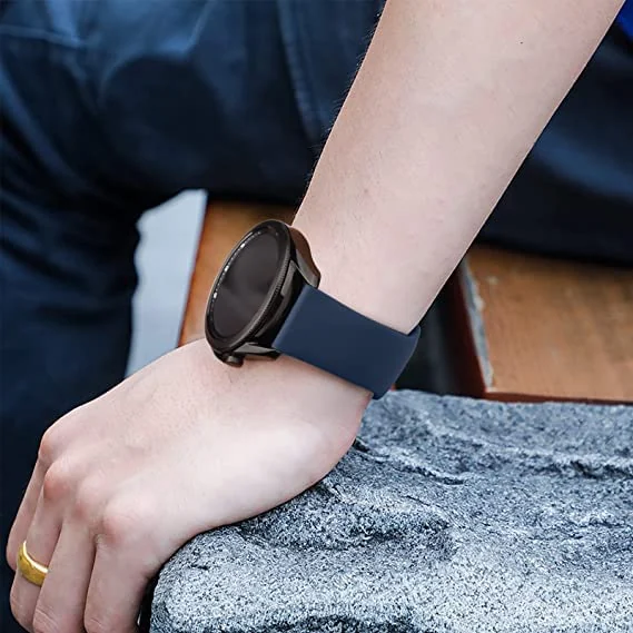 DL3 Mobilak Strap Silicone 20MM For Samsung Galaxy Watch 7/6/5/4 40mm 44mm/5 Pro 45mm/S2 classic/active 2 40mm 44mm/Amazfi GTS 2/2e/3/3 Pro/4/2 Mini/3 Mini/4 Mini/Bip 3/Bip 3 Pro - Dark Blue