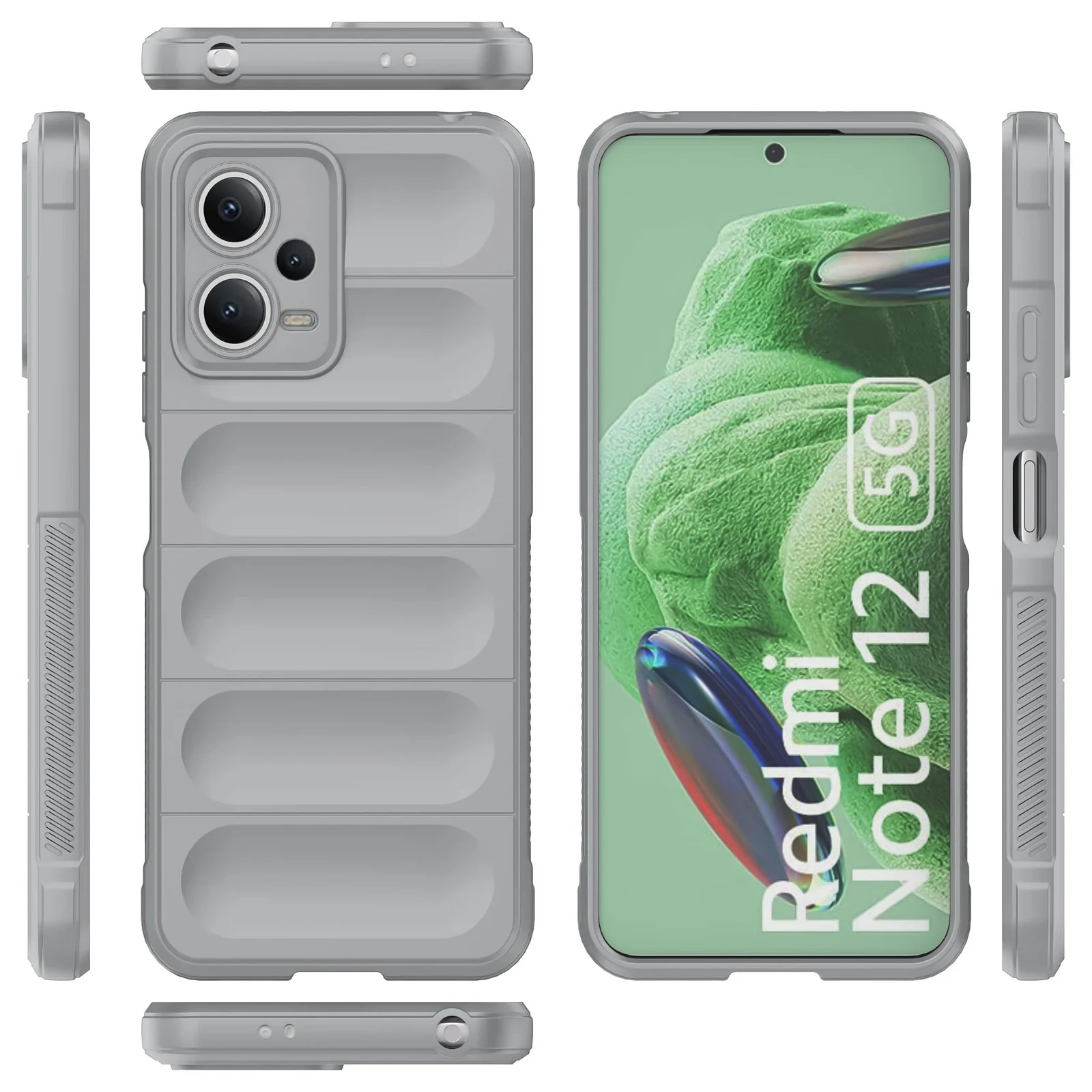 DL3 Mobilak Soft Silicone Protective Case for Xiaomi Redmi Note 12 5G / Poco X5 5G with Camera Protection and Shockproof Design - Gray