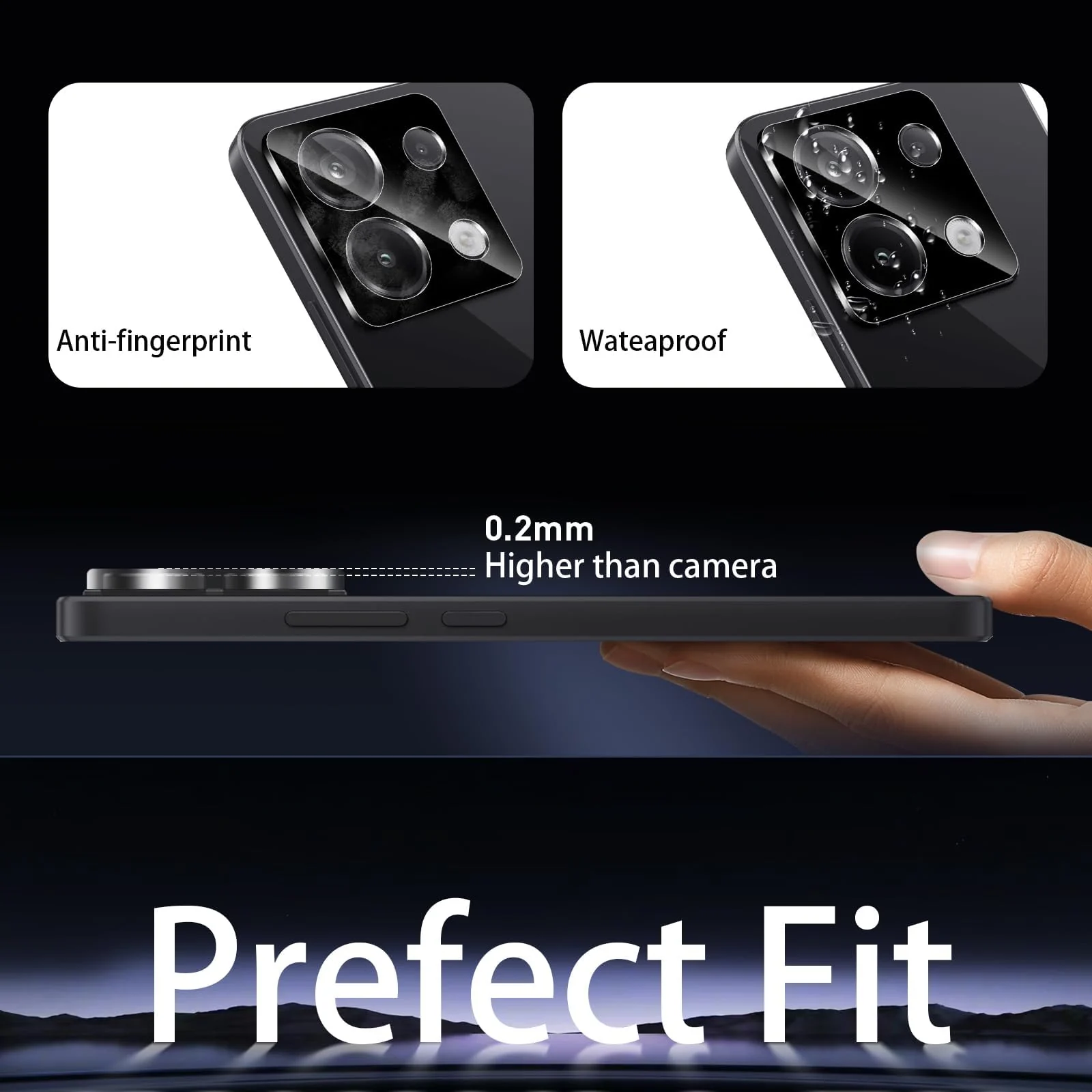 DL3 Mobilak Xiaomi Redmi Note 13 4G Camera Lens Protector Tempered Glass Screen Protector HD [Full Coverage][Anti-Scratch] Drop Protection Ultra Clear/Thin Lens Case - Black