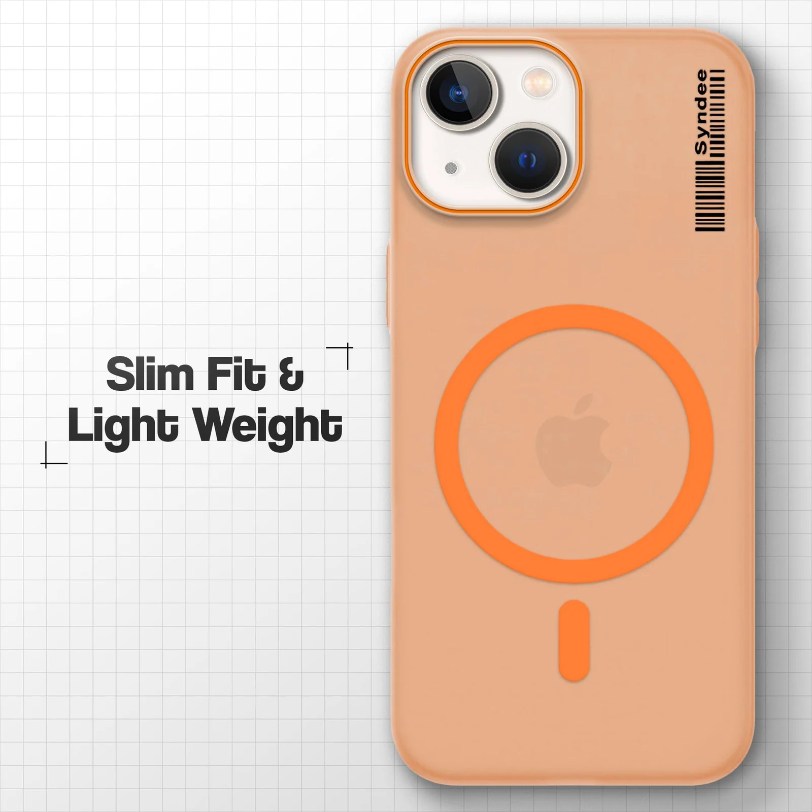 DL3 Mobilak Matte MagSafe-Compatible Magnetic Case for iPhone 15 6.1 Inch with Camera Protection and Ring Holder - Orange