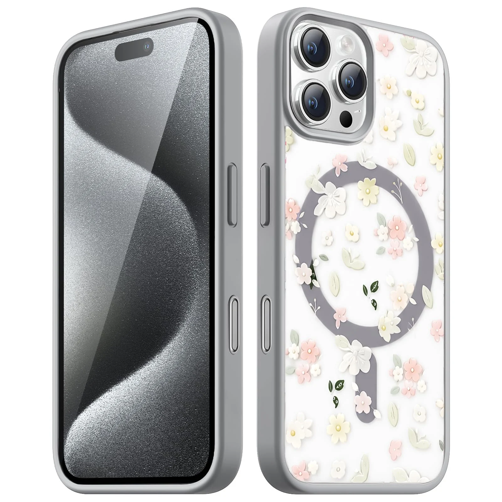Dl3 Mobilak Magnetic Case for iPhone 16 Pro Max 6.9-Inch Compatible with MagSafe, Shockproof Phone Bumper Cover, Solid Color Matte TPU Frame, Anti-Scratch Clear Back (White)