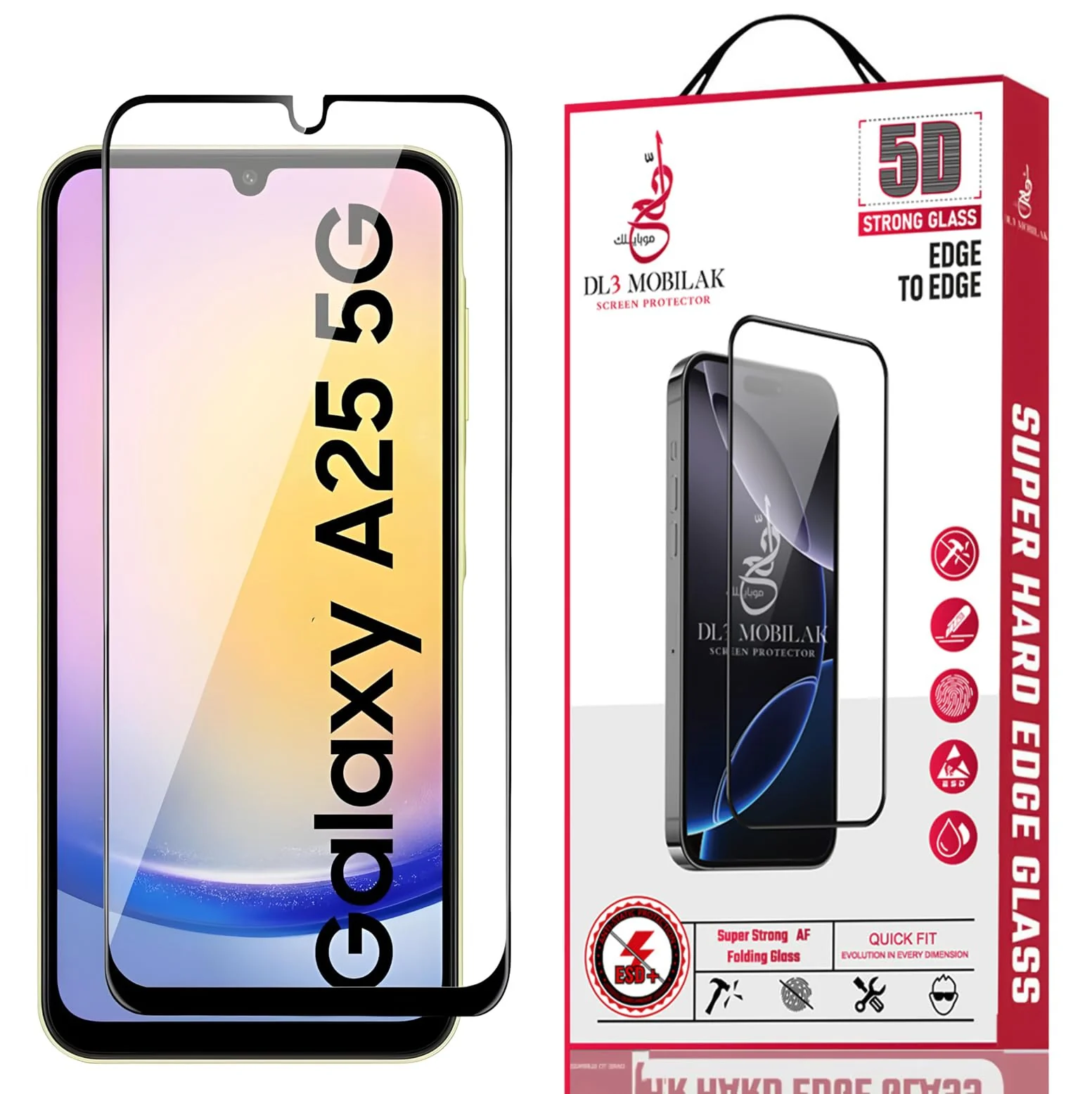 DL3 Mobilak 5D Full Glass Screen Protector For Samsung Galaxy A25 5G Black Frame - Clear