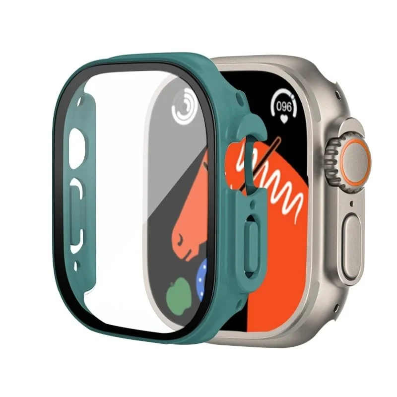 DL3 Mobilak Silicone Magnetic Band with Case For Apple Watch Ultra 49mm, Soft Sport Silicone Replacement Wristband Strap with Protective Bumper Cover for Apple Watch Ultra 2 Ultra 49mm - Green