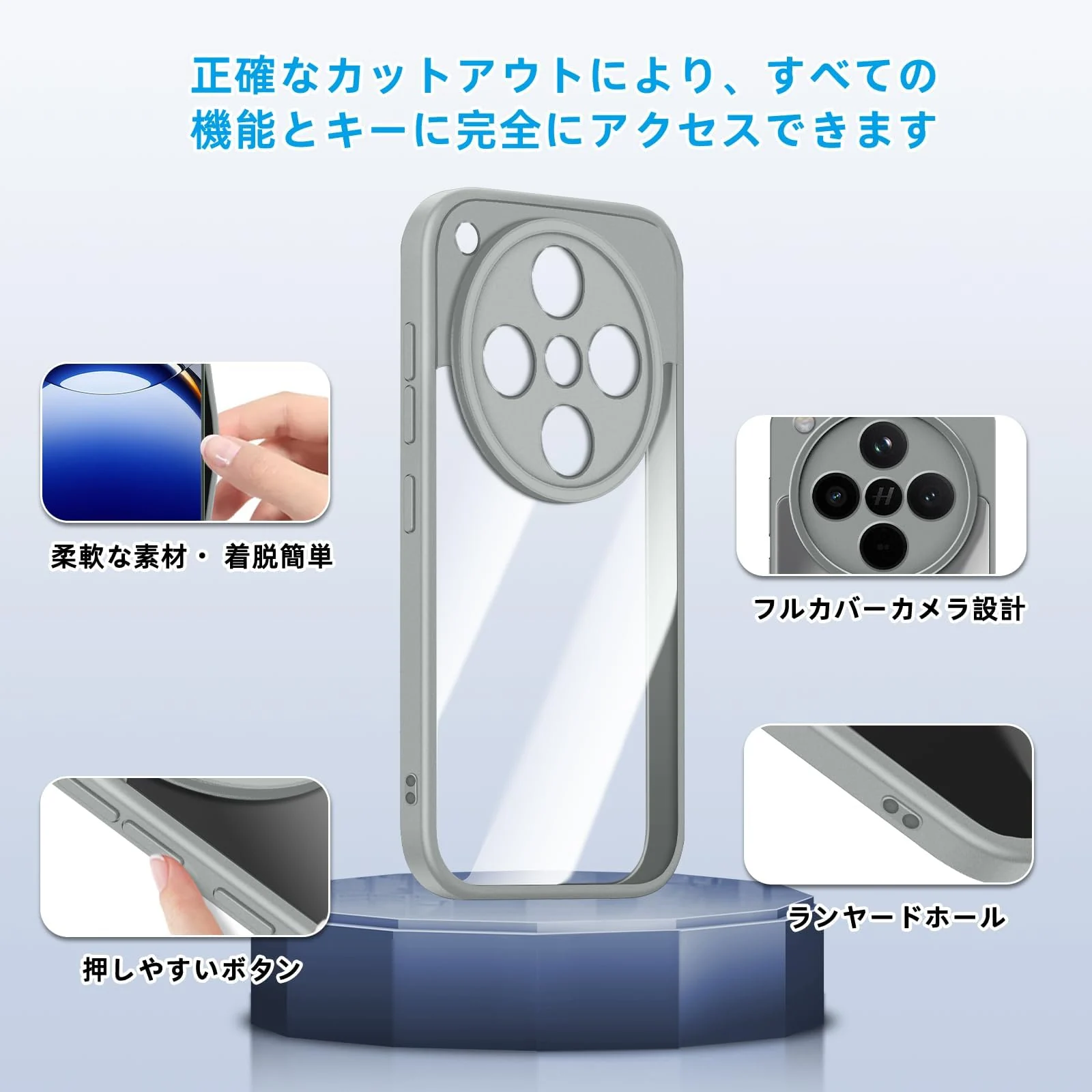 DL3 Mobilak Clear PC and TPU Protective Case for OPPO Find X8 Pro 5G with Camera Protection and Military-Grade Protection - Gray