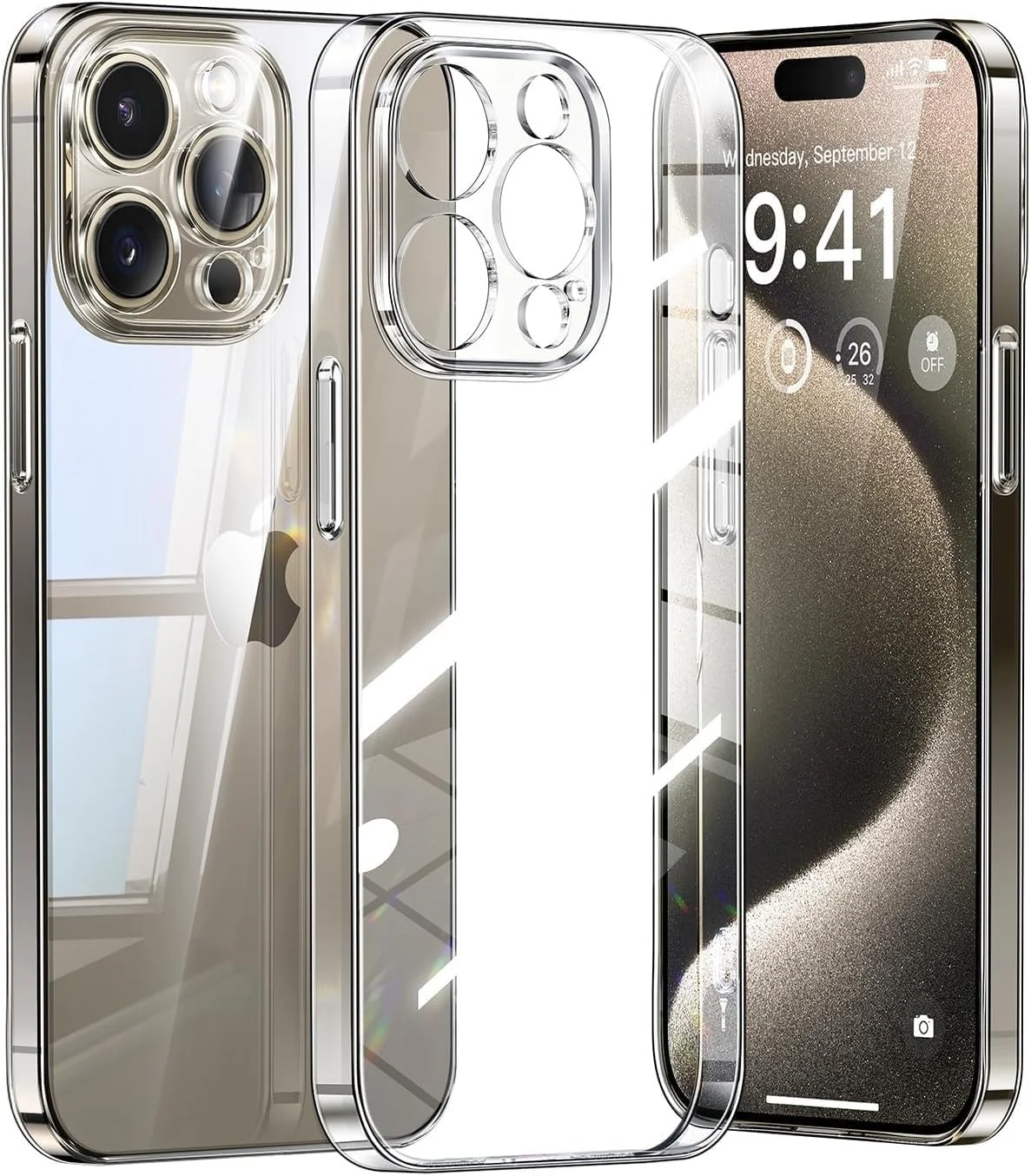 DL3 Mobilak Clear TPU Case for iPhone 15 Pro, Camera protection, Shock-absorbing protection, Raised edges around the screen and camera - Clear