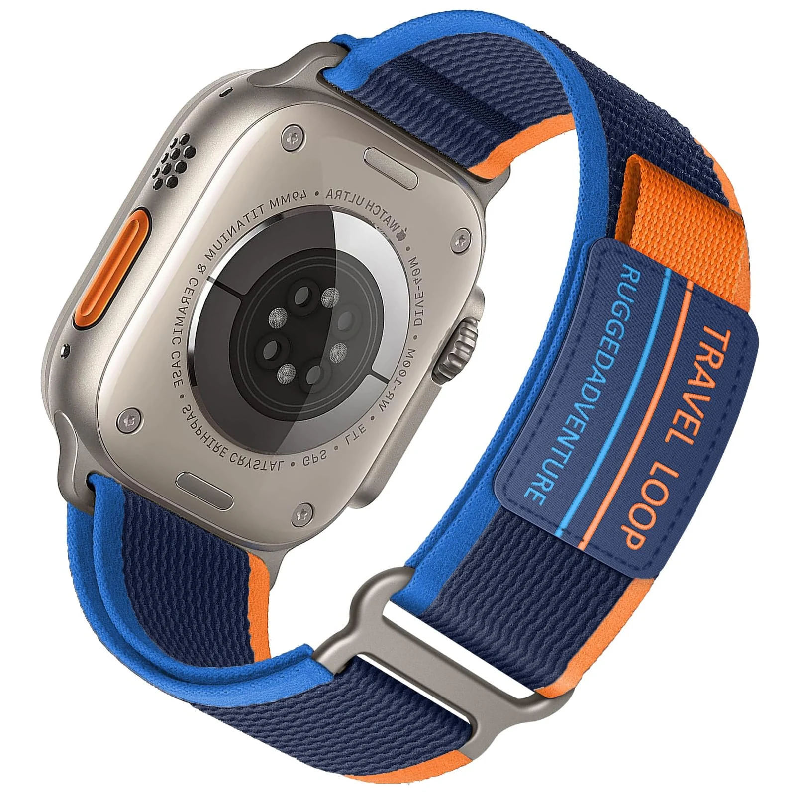 Apple Watch Ultra 49MM 45MM 44MM 42MM Apple Watch Ultra — DL3 Mobilak Trail Loop Strap for Apple Watch Ultra Band 49mm 45mm 44mm 42mm iWatch Ultra Band Men Women, Rugged Sport Strap Soft Nylon Wristband for iWatch Ultra 2 Bands Series 9 8 7 6 5 4 3 2 1 SE - Blue Orange