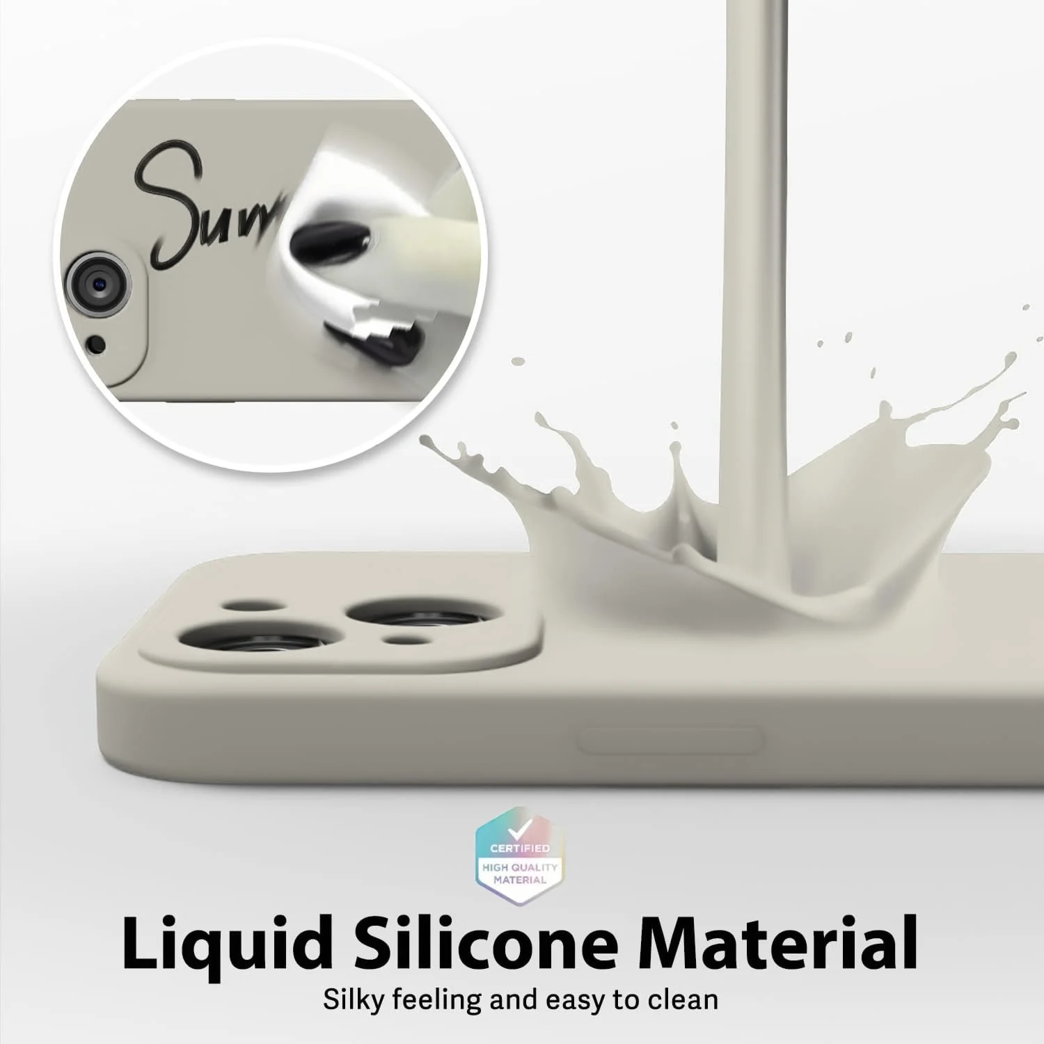 DL3 Mobilak Liquid Silicone Case for iPhone 11 Pro Max (6.5 Inch), Shock-absorbing protection, Scratch-resistant surface, Soft microfiber lining - Off white