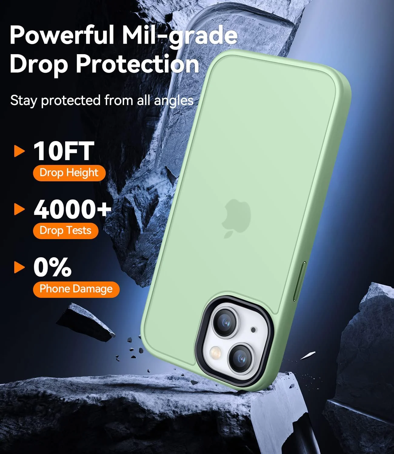DL3 Mobilak Matte Protective Case for iPhone 13 / iPhone 14 with Camera Protection and Shockproof Design - Matcha Green