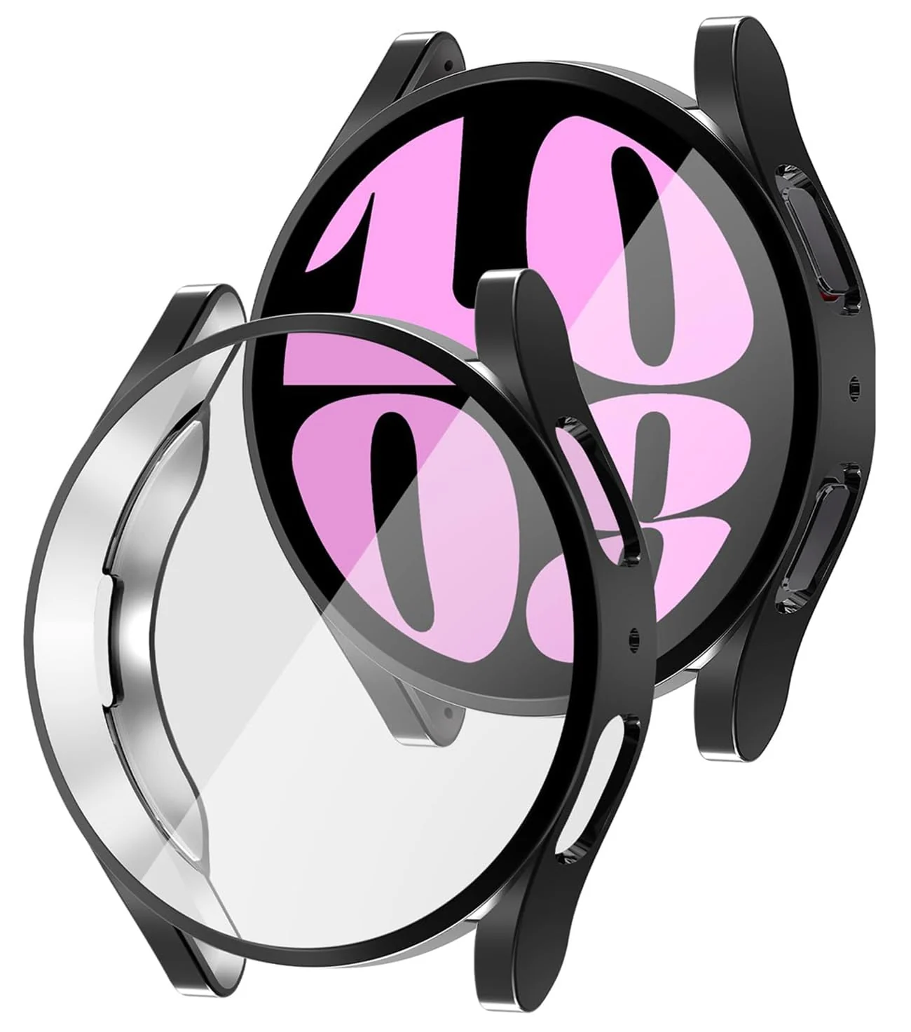 DL3 Mobilak Screen Protector Case for Samsung Galaxy Watch 6 44mm, Flexible TPU Cover Shockproof Protective Case Plated Bumper Shell Galaxy Watch 6 44mm - Black