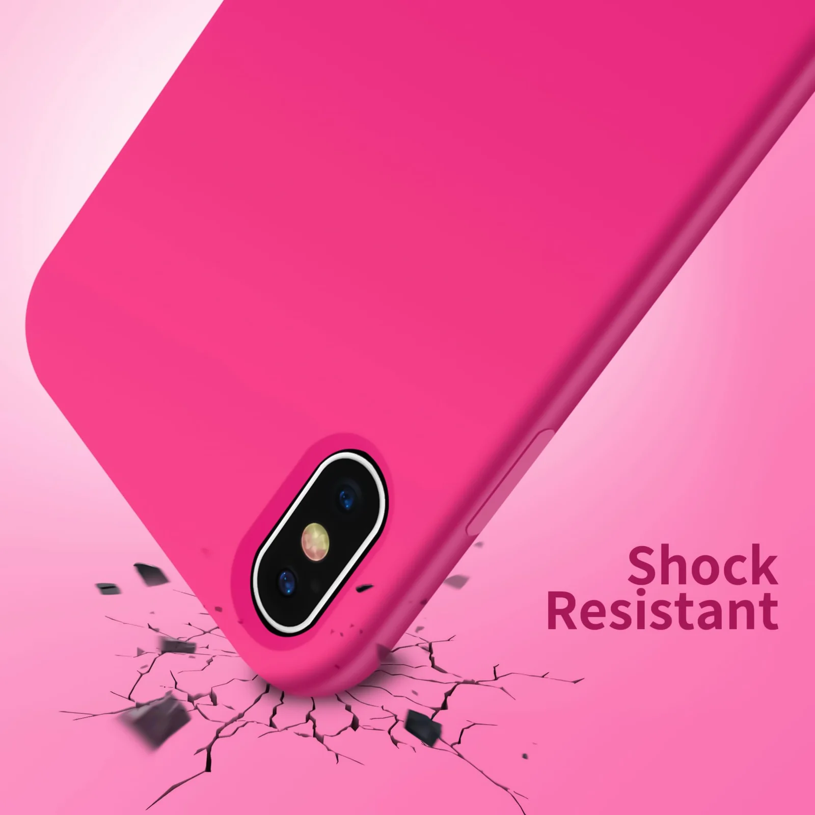 DL3 Mobilak Liquid Silicone Case for iPhone XS Max, Shock-absorbing protection, Scratch-resistant surface, Soft microfiber lining - Neon Pink