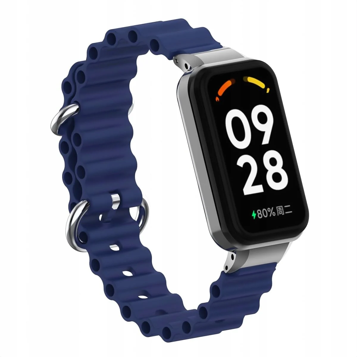 DL3 Mobilak Ocean Compatible with Xiaomi Redmi Band 2/Smart Band 8 Active, Adjustable Silicone Strap with Metal Buckle and Frame for Women Men - Blue