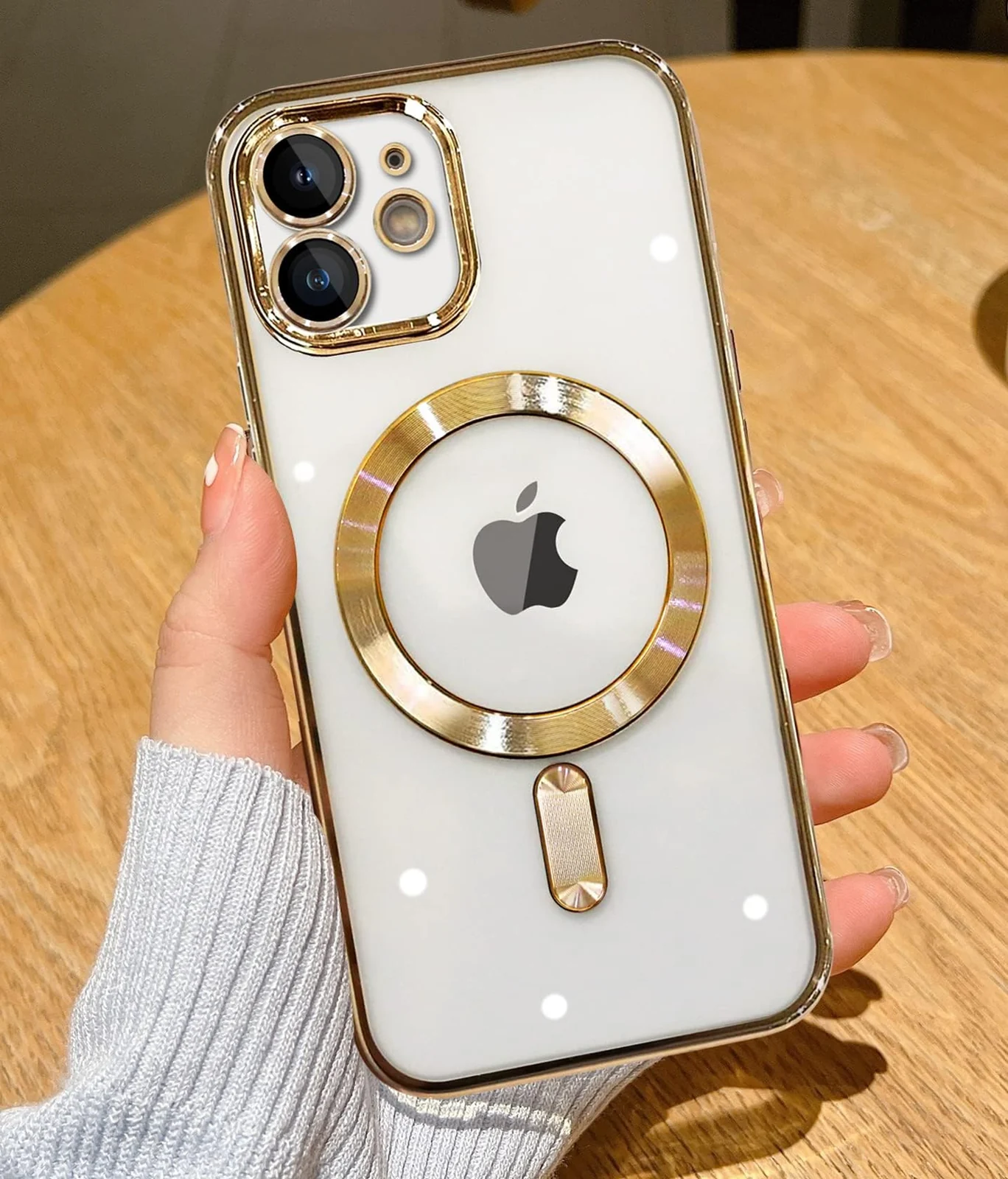 DL3 Mobilak Case for iPhone 11 (6.1 Inch) Compatible with MagSafe with Camera Lens Protector, Magnetic Clear Case Full Protection Plating Anti-Scratch Slim Thin Case Cover - Gold