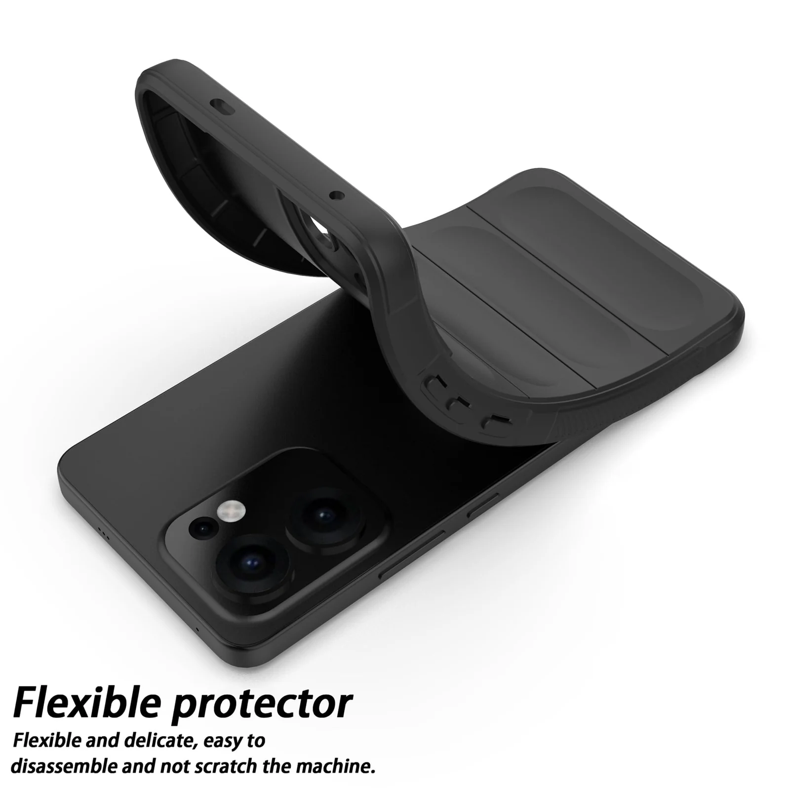 DL3 Mobilak Flexible Silicone and TPU Protective Case with Camera Protection for OPPO Reno 13F - Black